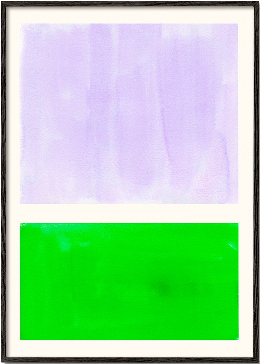 Cuadro abstracto lavanda y verde minimal – Black Frame