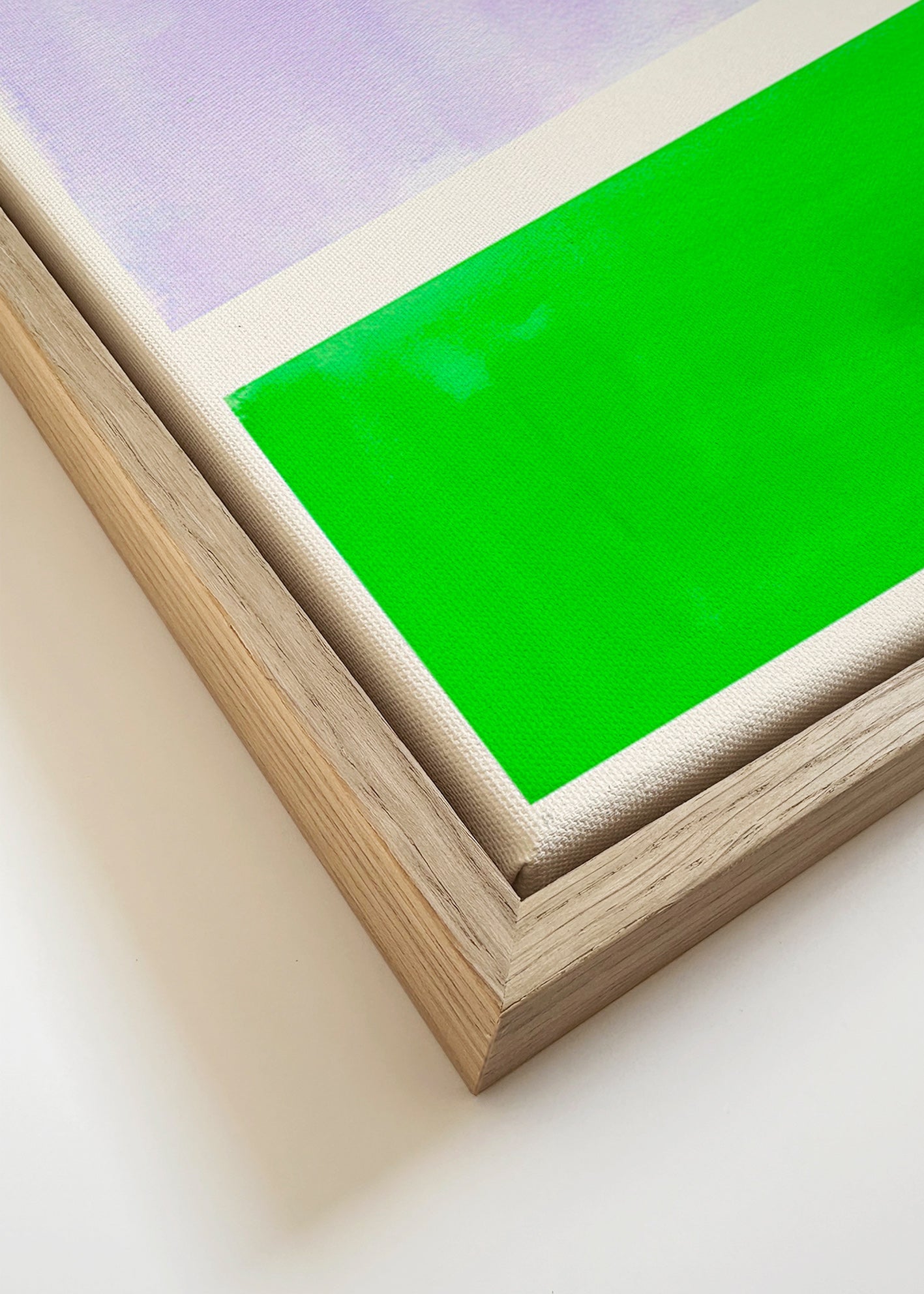 Cuadro abstracto lavanda y verde minimal – Canvas detail