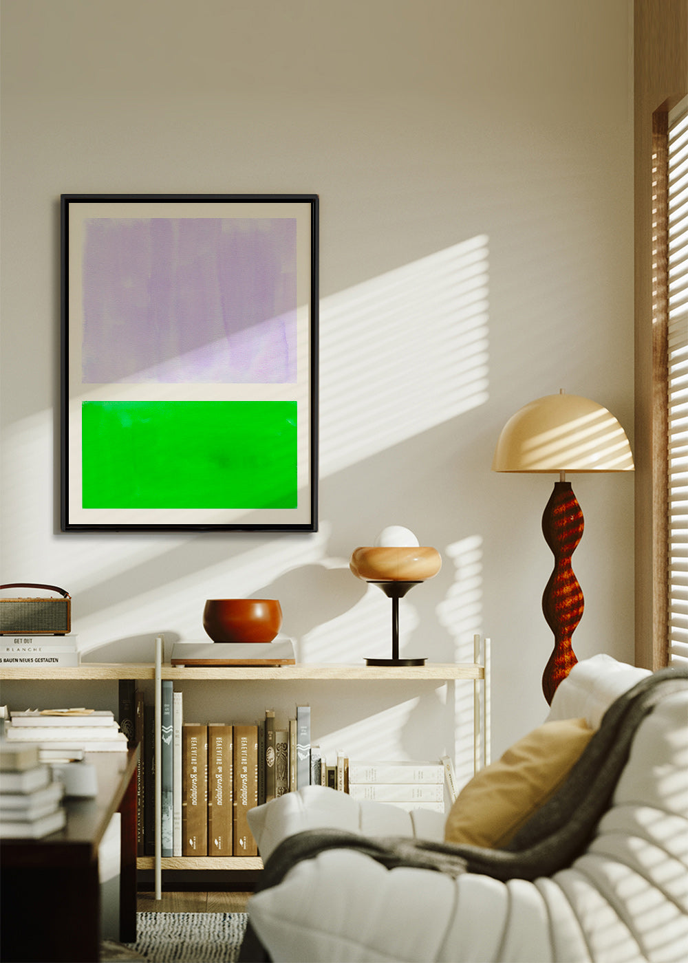 Cuadro abstracto lavanda y verde minimal – Canvas1