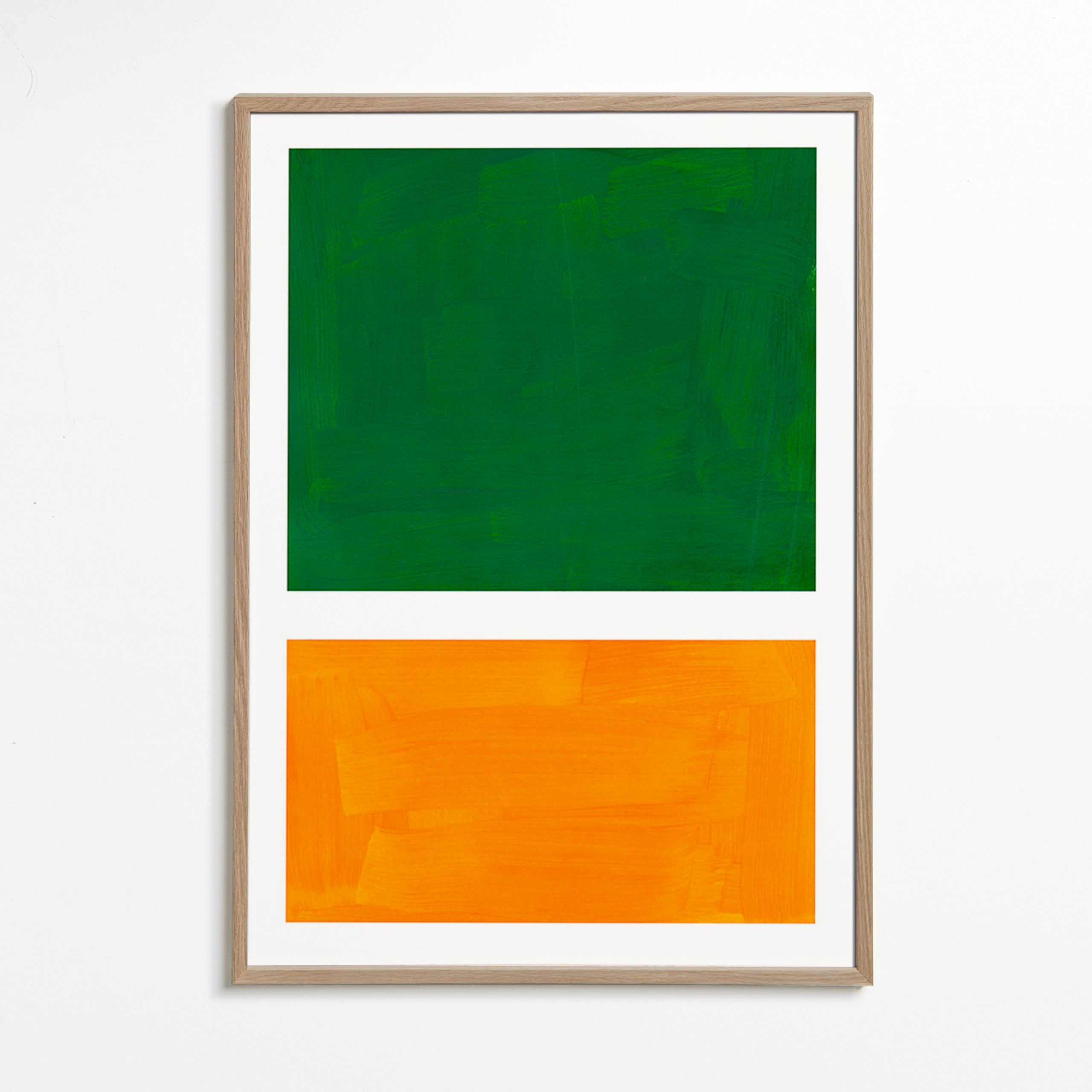 Cuadro abstracto en dos campos de color – Oak Frame