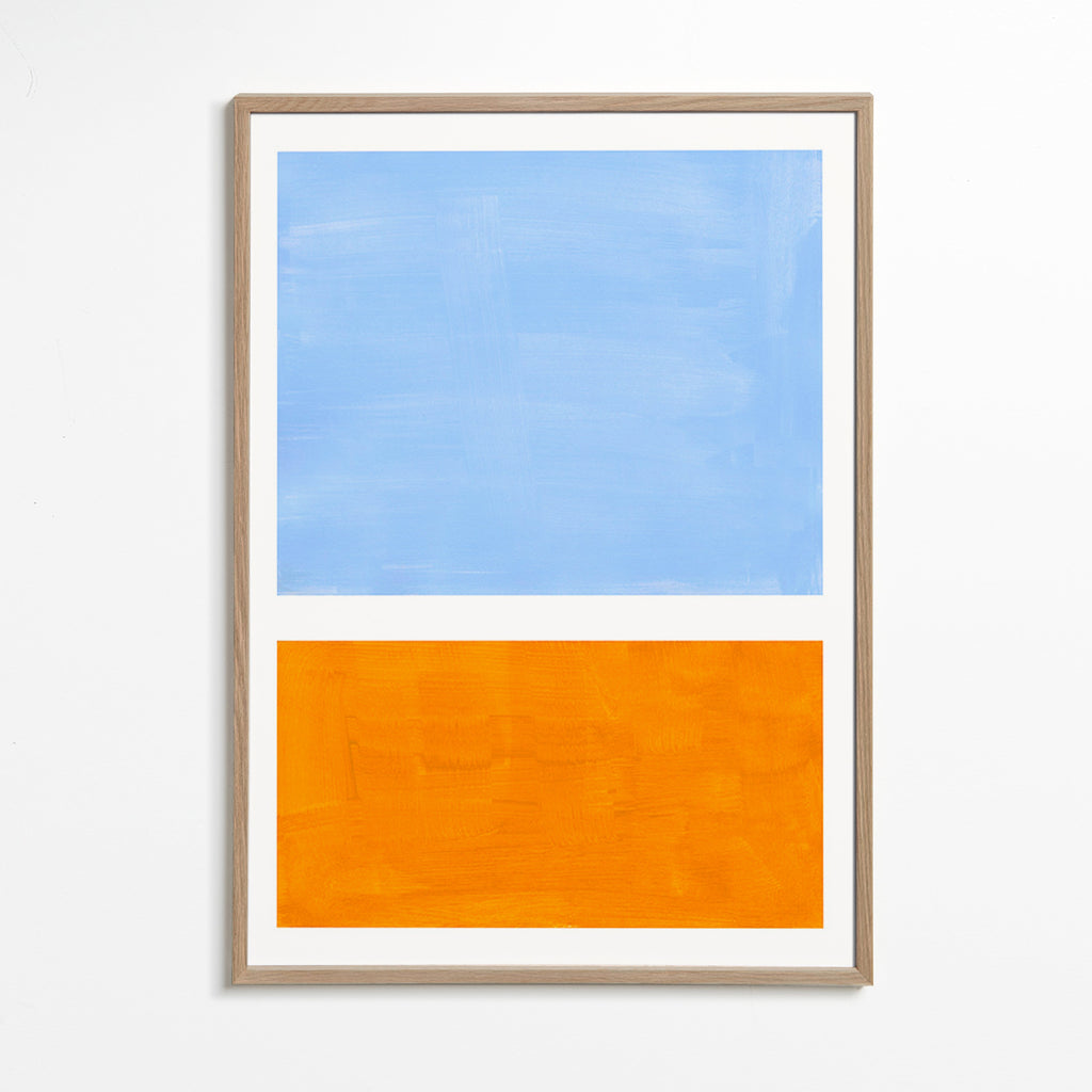 Cuadro abstracto con bloques de color – Oak Frame