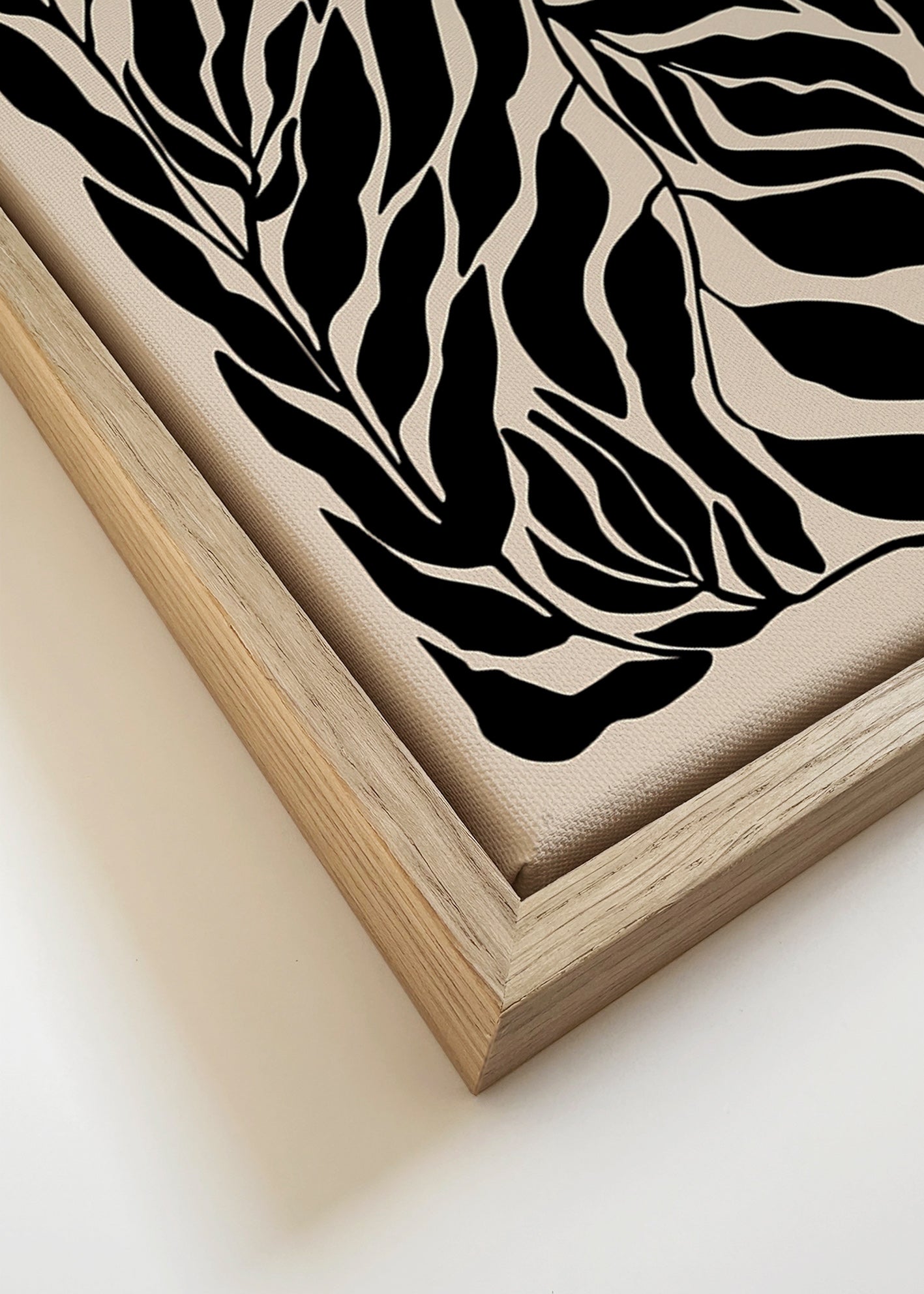 Lámina botánica hojas en silueta negra – Canvas detail
