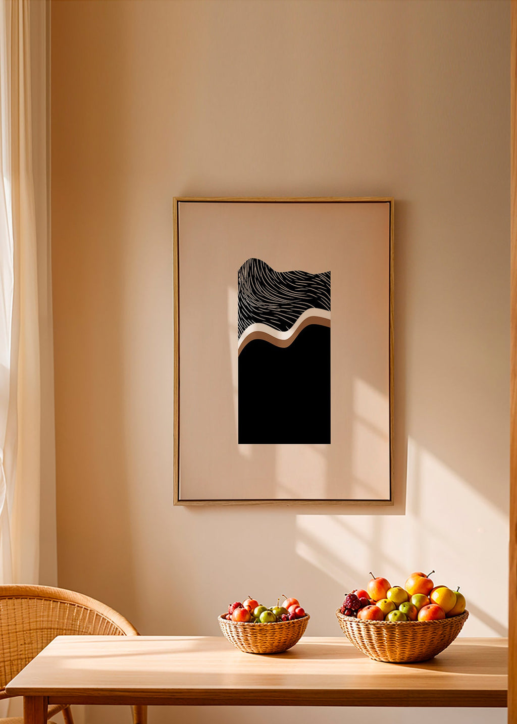 Cuadro abstracto con ondas monocromas – Canvas2