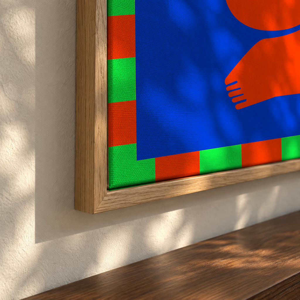 Contemplative Embrace - Framed canvas detail