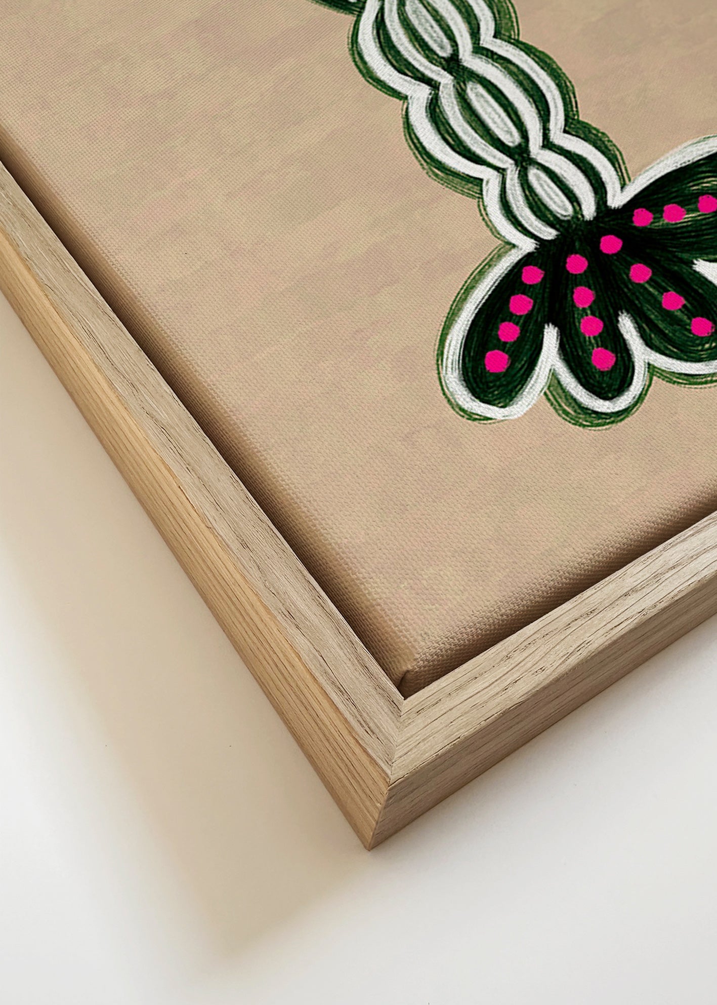 Cuadro de langosta verde ilustrada – Canvas detail