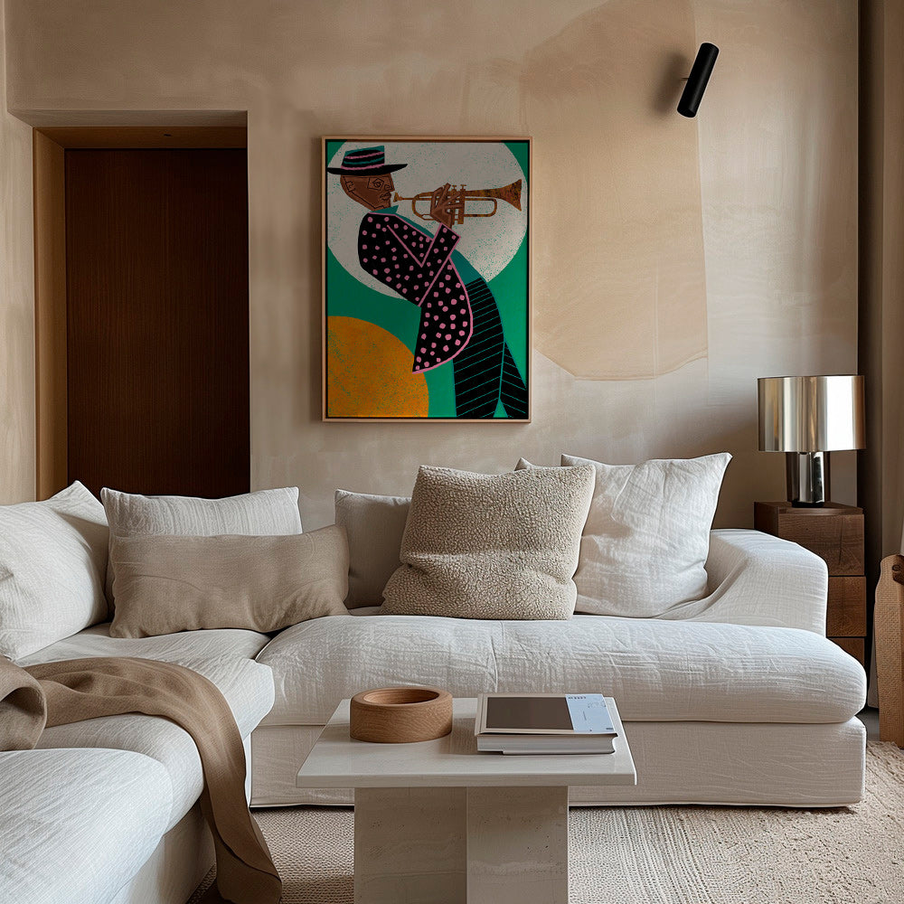 Ilustración músico de trompeta con luna – Canvas2