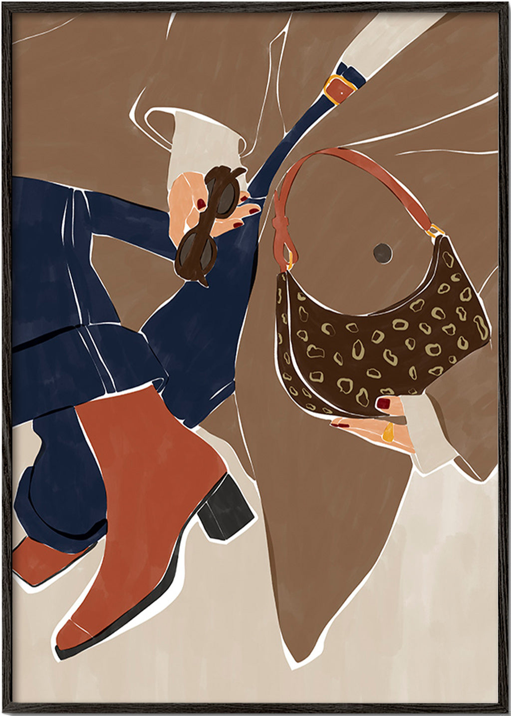Ilustración de moda con bolso y botas – Black Frame