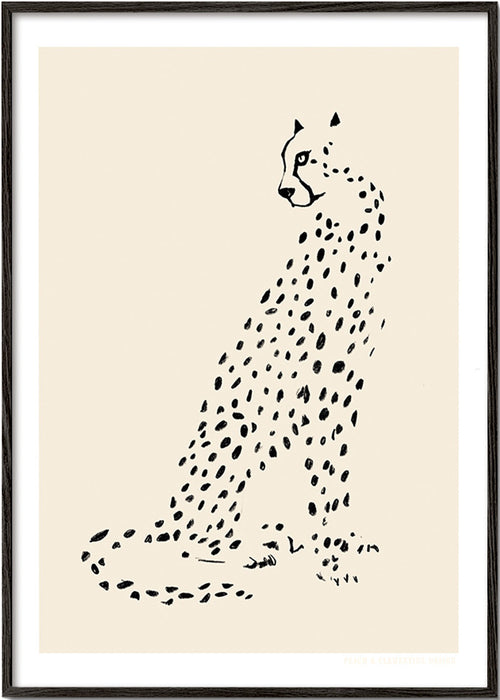 Cuadro de guepardo minimalista – Black Frame