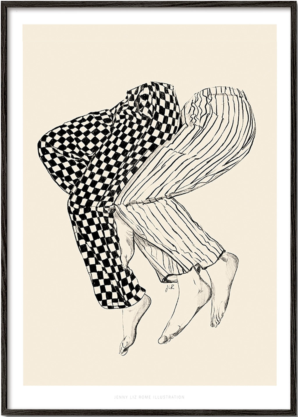 Ilustración de piernas entrelazadas – Black Frame