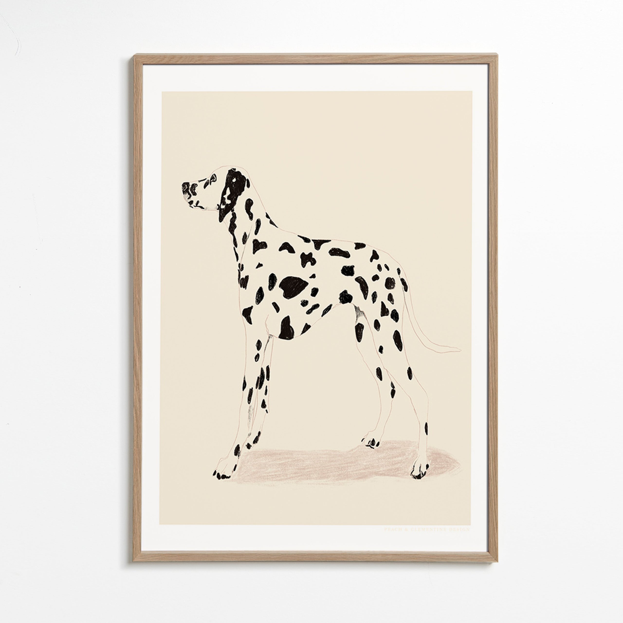 Cuadro dálmata ilustración minimal – Oak Frame
