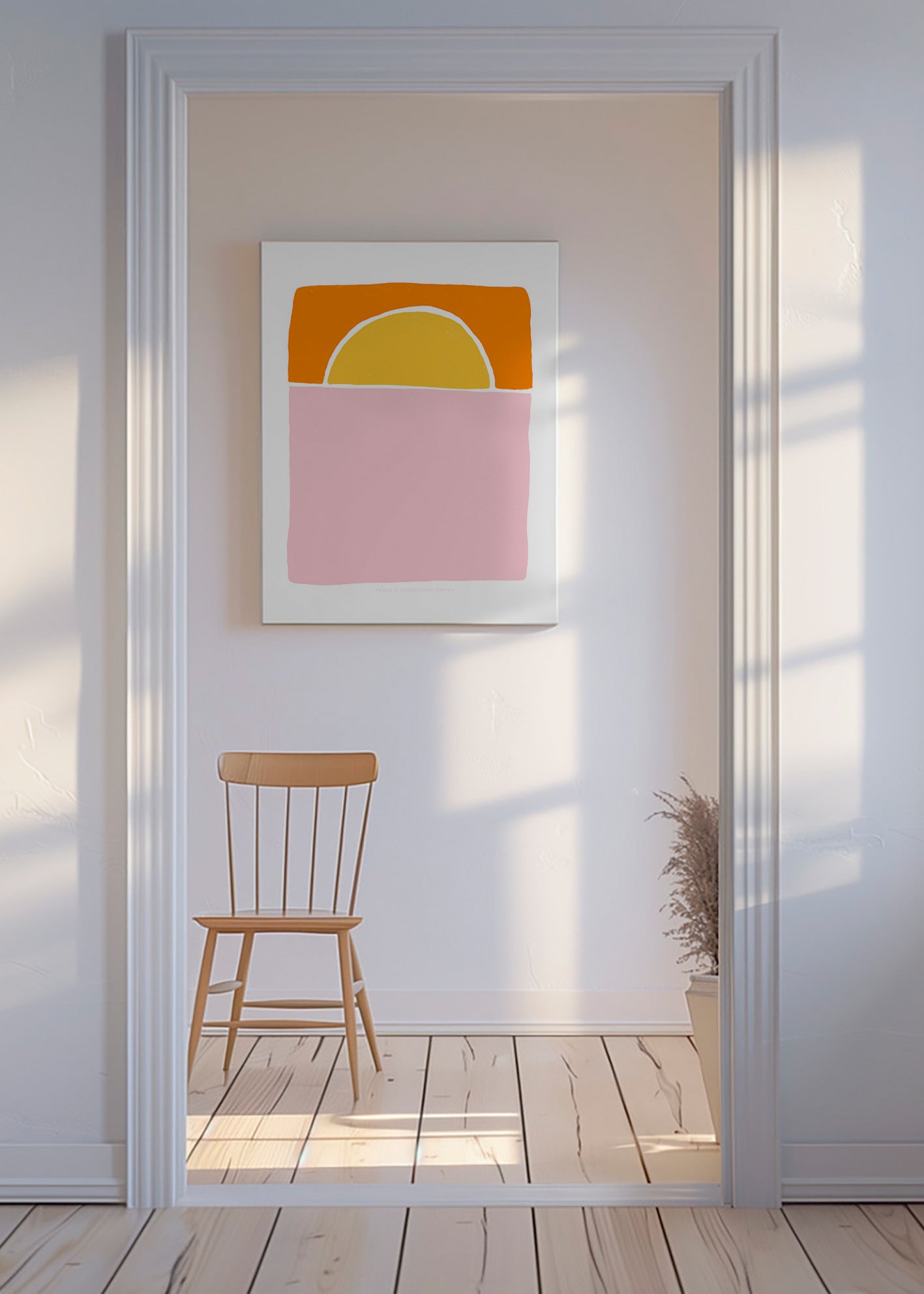 Cuadro abstracto semicírculo rosa y naranja – Canvas