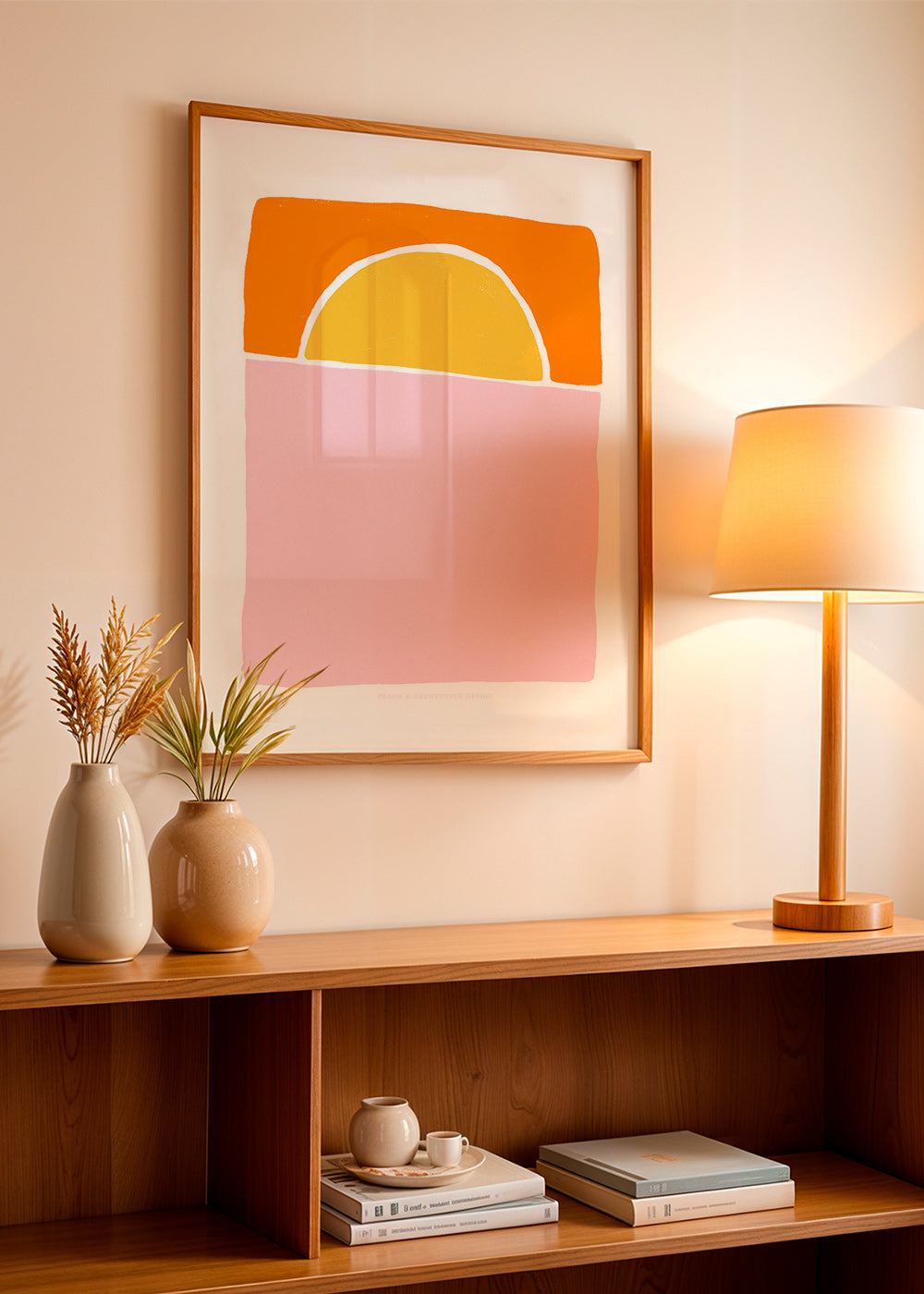 Cuadro abstracto semicírculo rosa y naranja – Product3