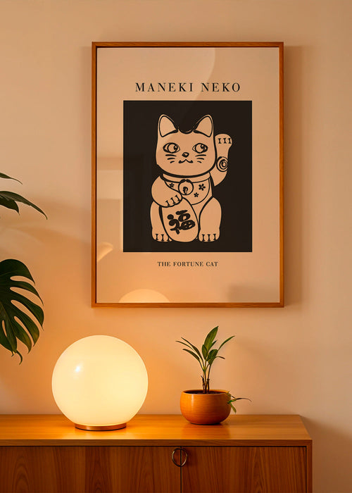Ilustración Maneki Neko en blanco y negro – Product1