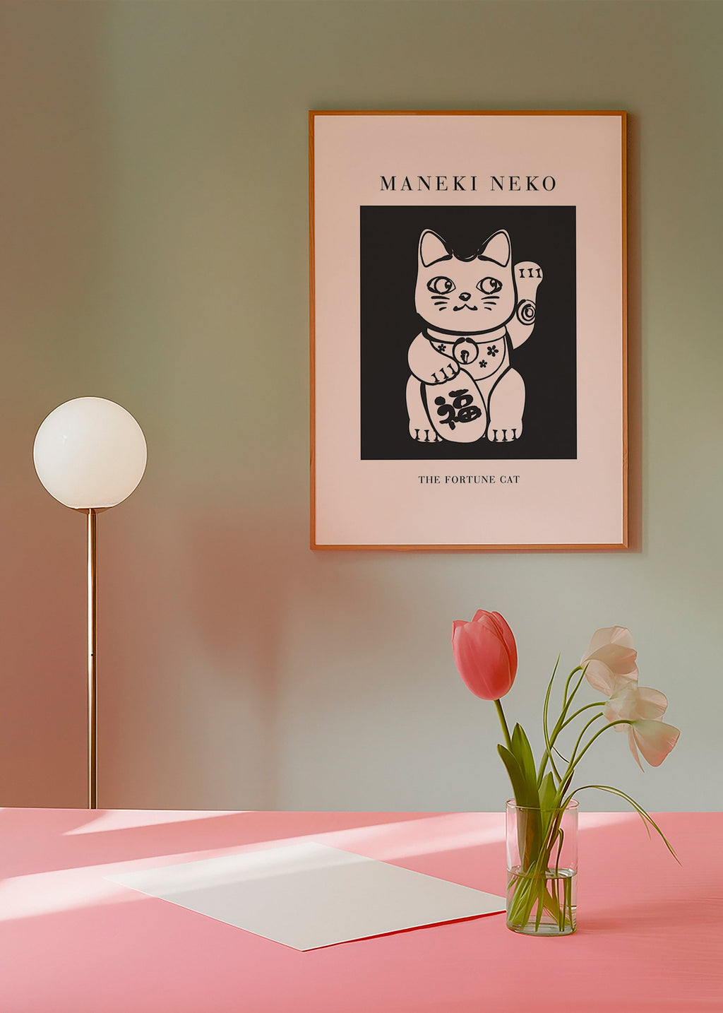 Ilustración Maneki Neko en blanco y negro – Product3