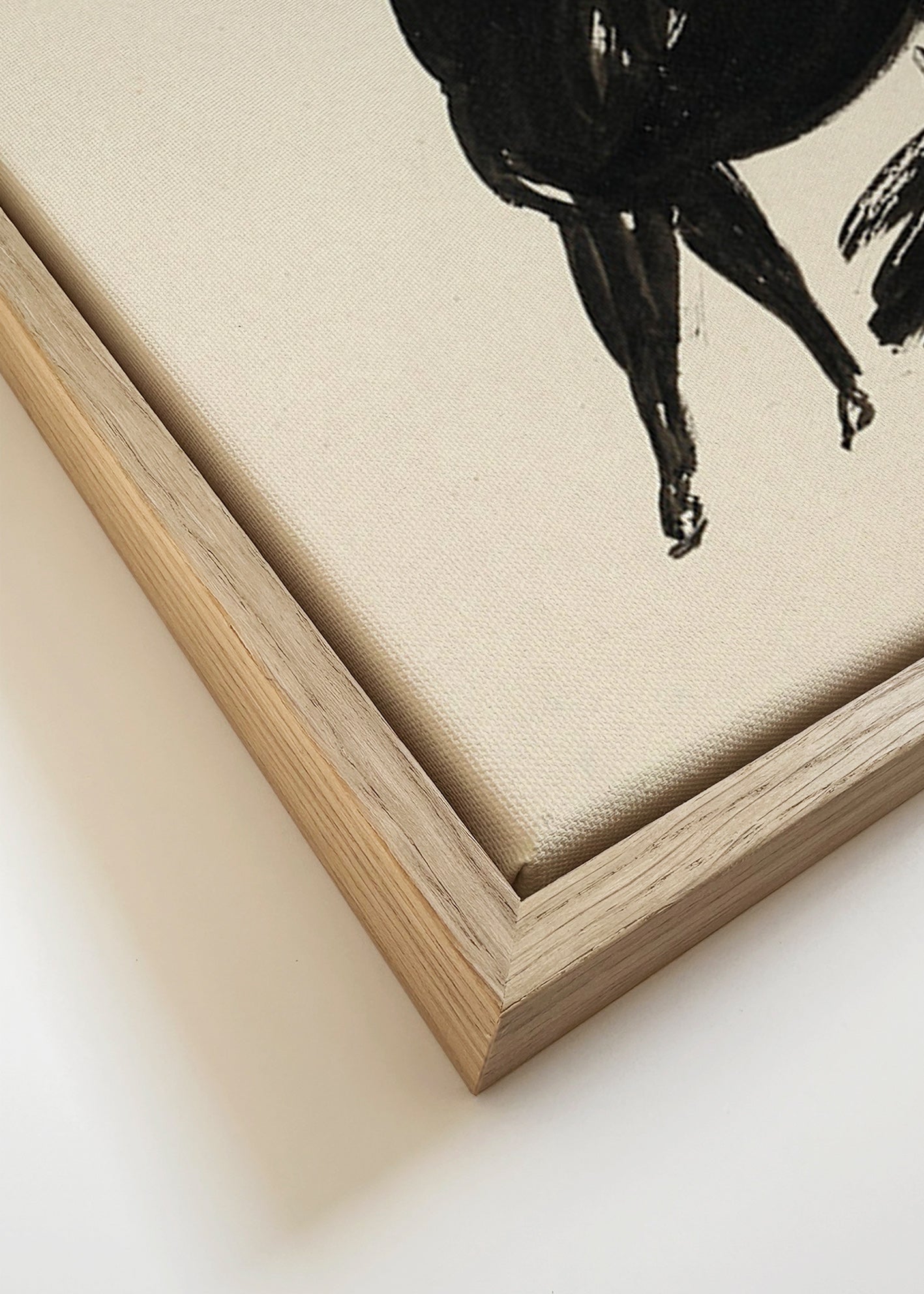 Cuadro tres caballos: dibujo en tinta gestual – Canvas detail