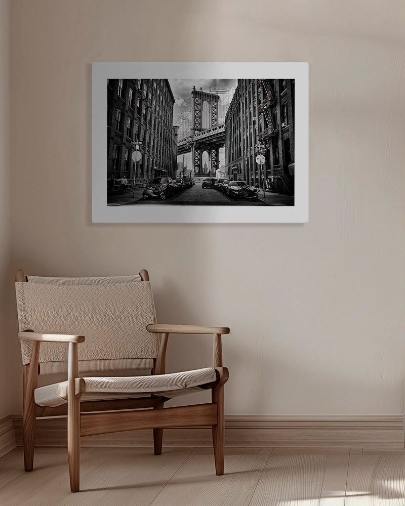 Cuadro de ciudades: Manhattan Bridge en blanco y negro – Canvas