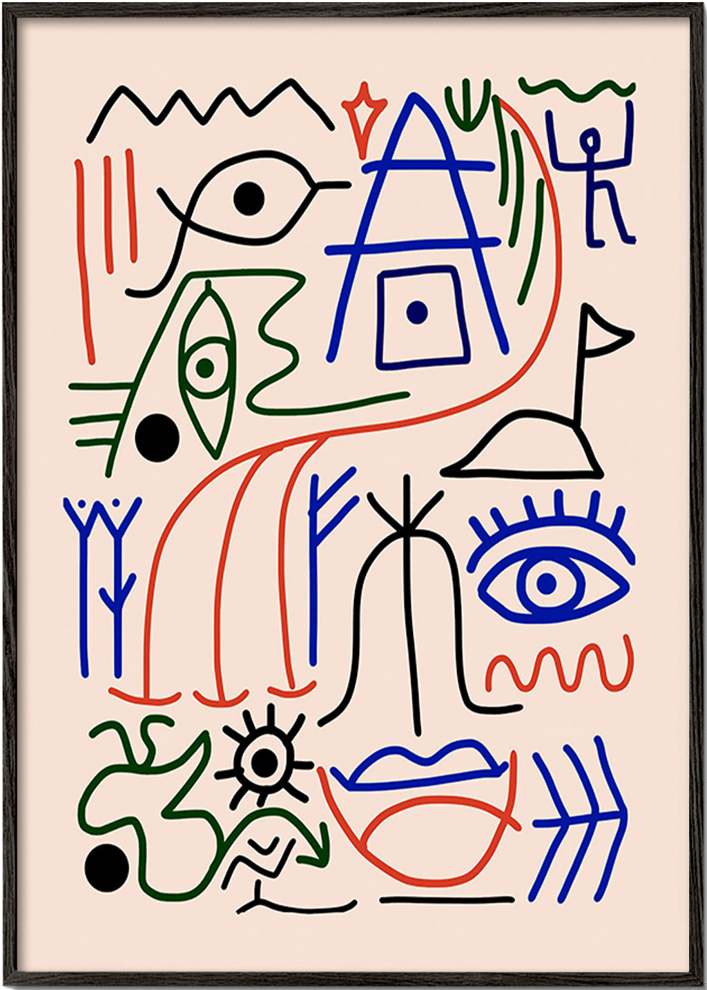 Ilustración de símbolos lineales multicolor – Black Frame