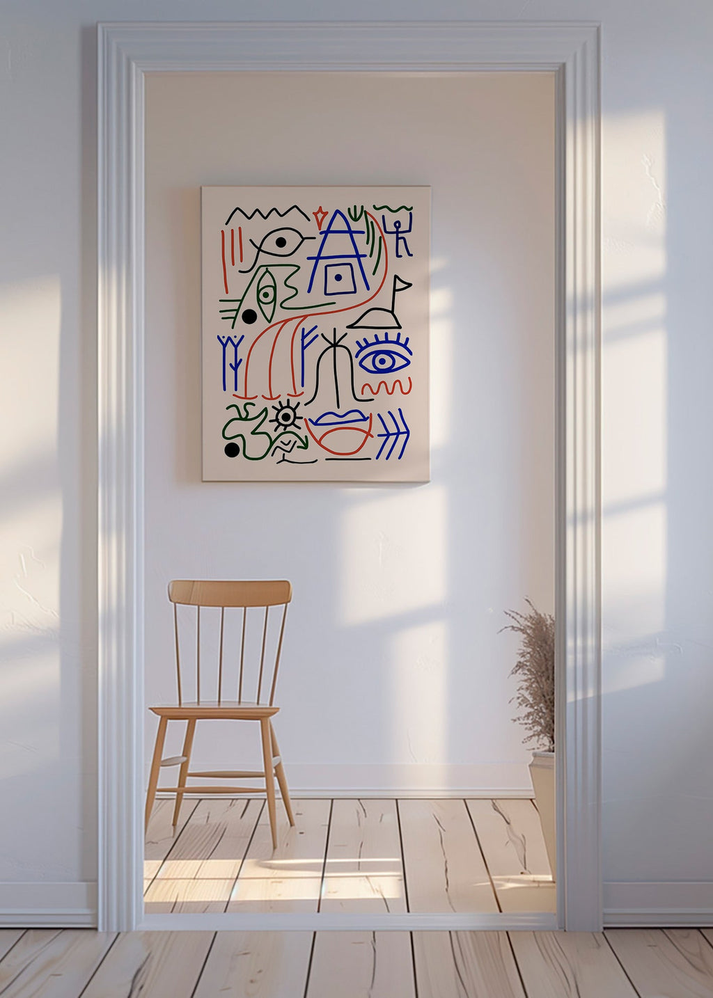 Ilustración de símbolos lineales multicolor – Canvas