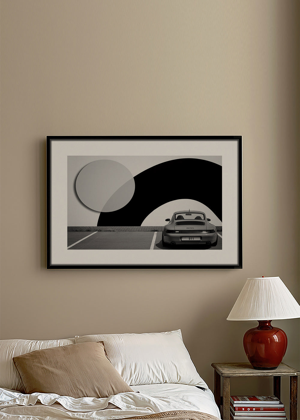 Fotografía Porsche 911 con mural geométrico – Canvas1