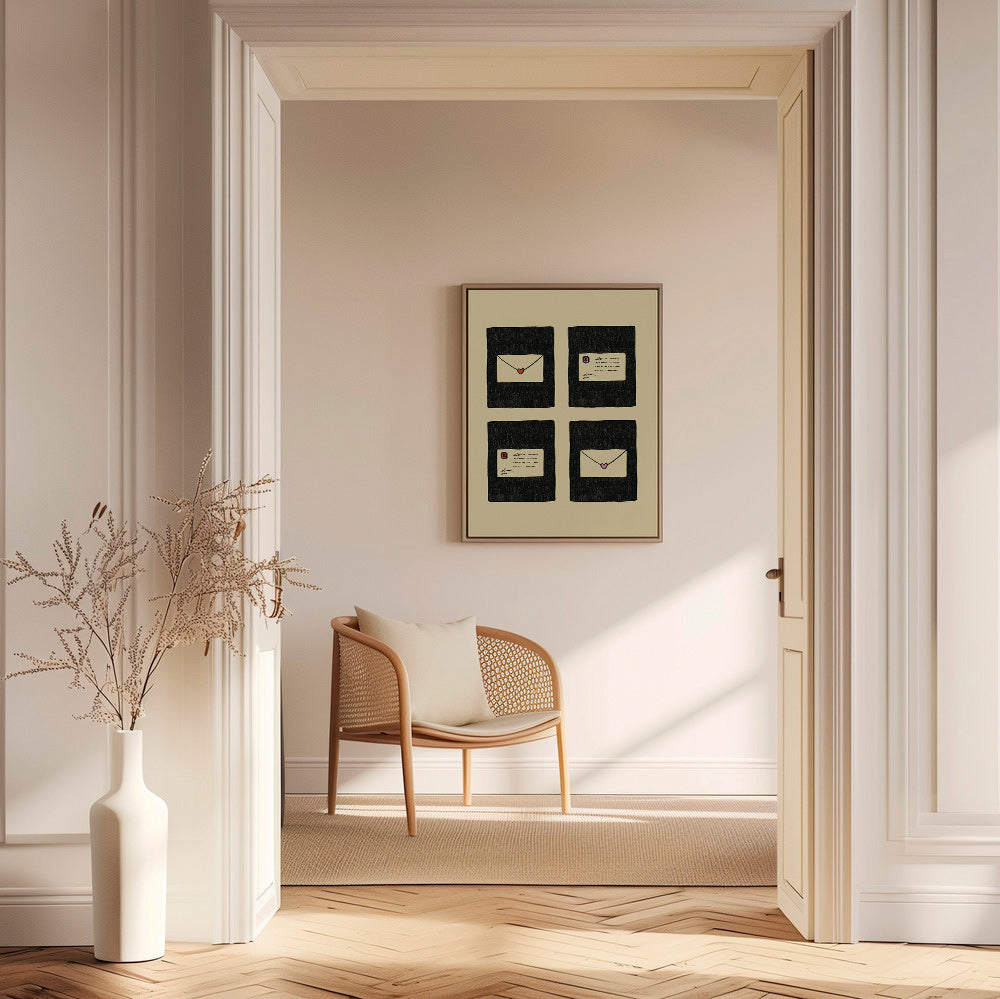 Ilustración cartas de amor en cuatro marcos – Canvas2