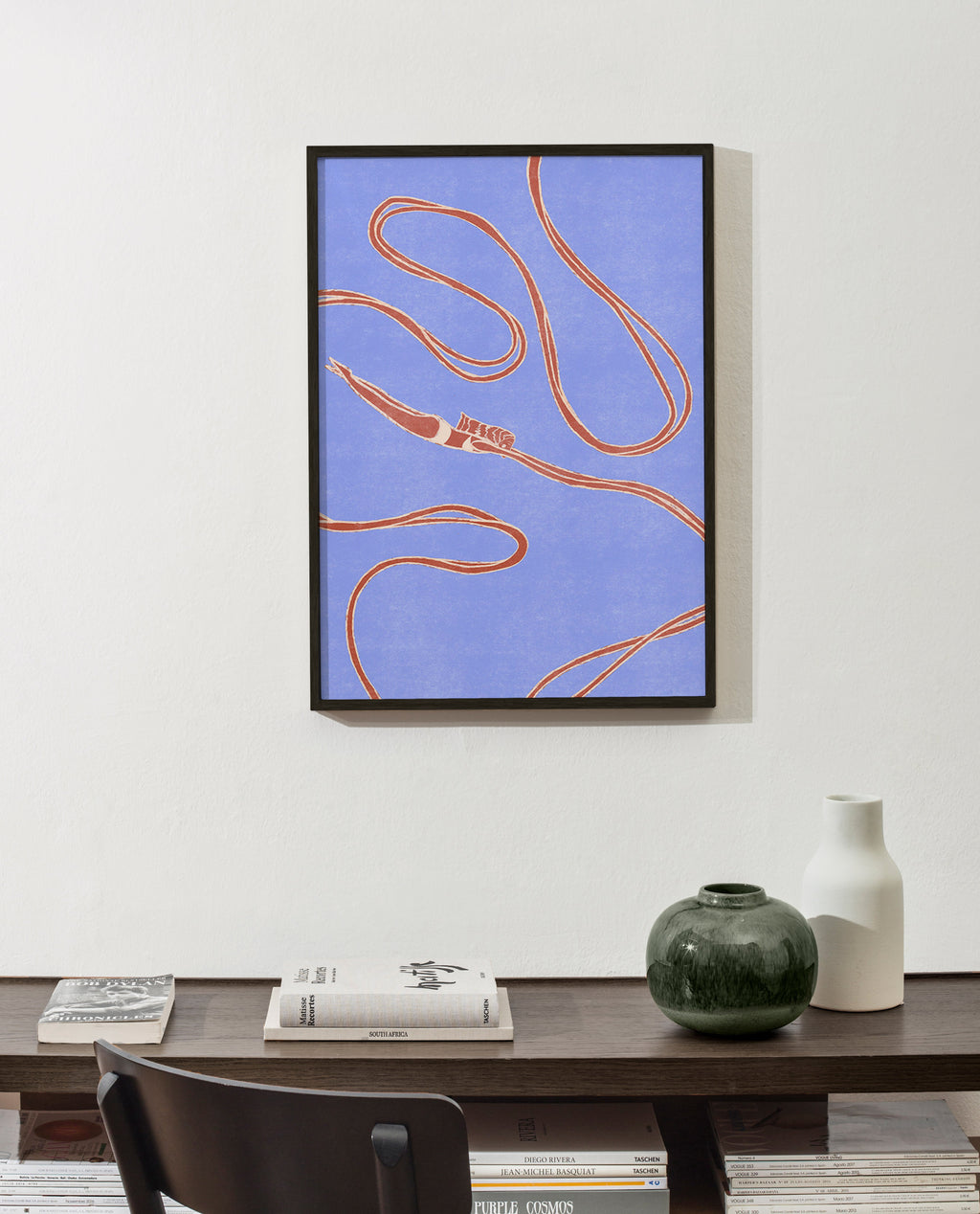 Ilustración: nadadora con lazos ondulados – Product3