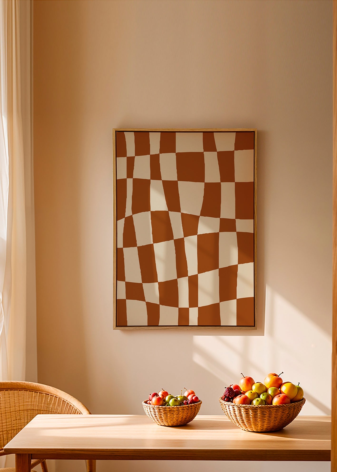 Cuadro geométrico con tablero ondulado marrón – Canvas2