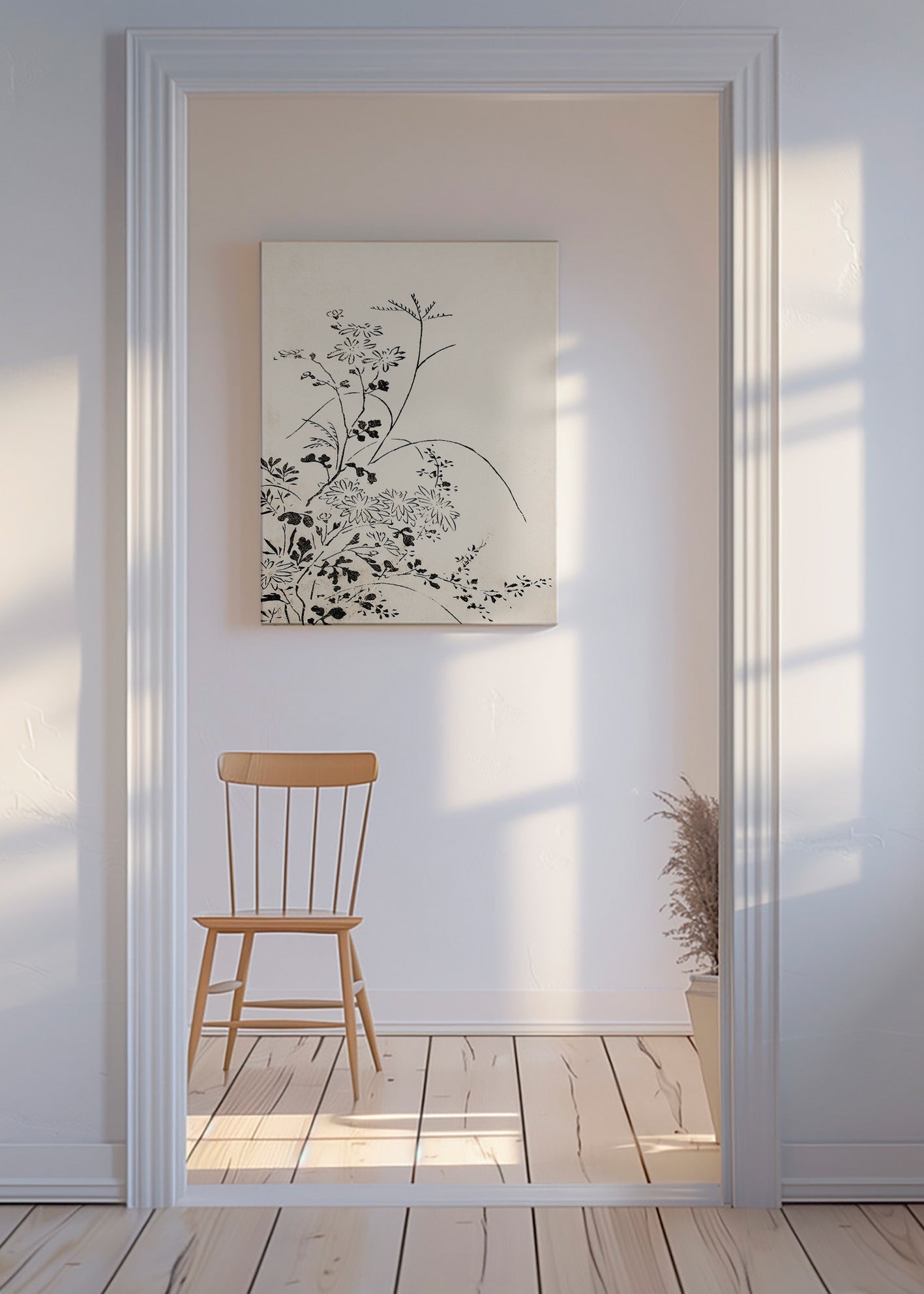 Lámina botánica en tinta japonesa minimalista – Canvas