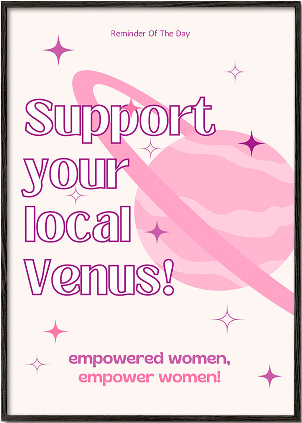 Ilustración tipográfica Venus rosa – Black Frame