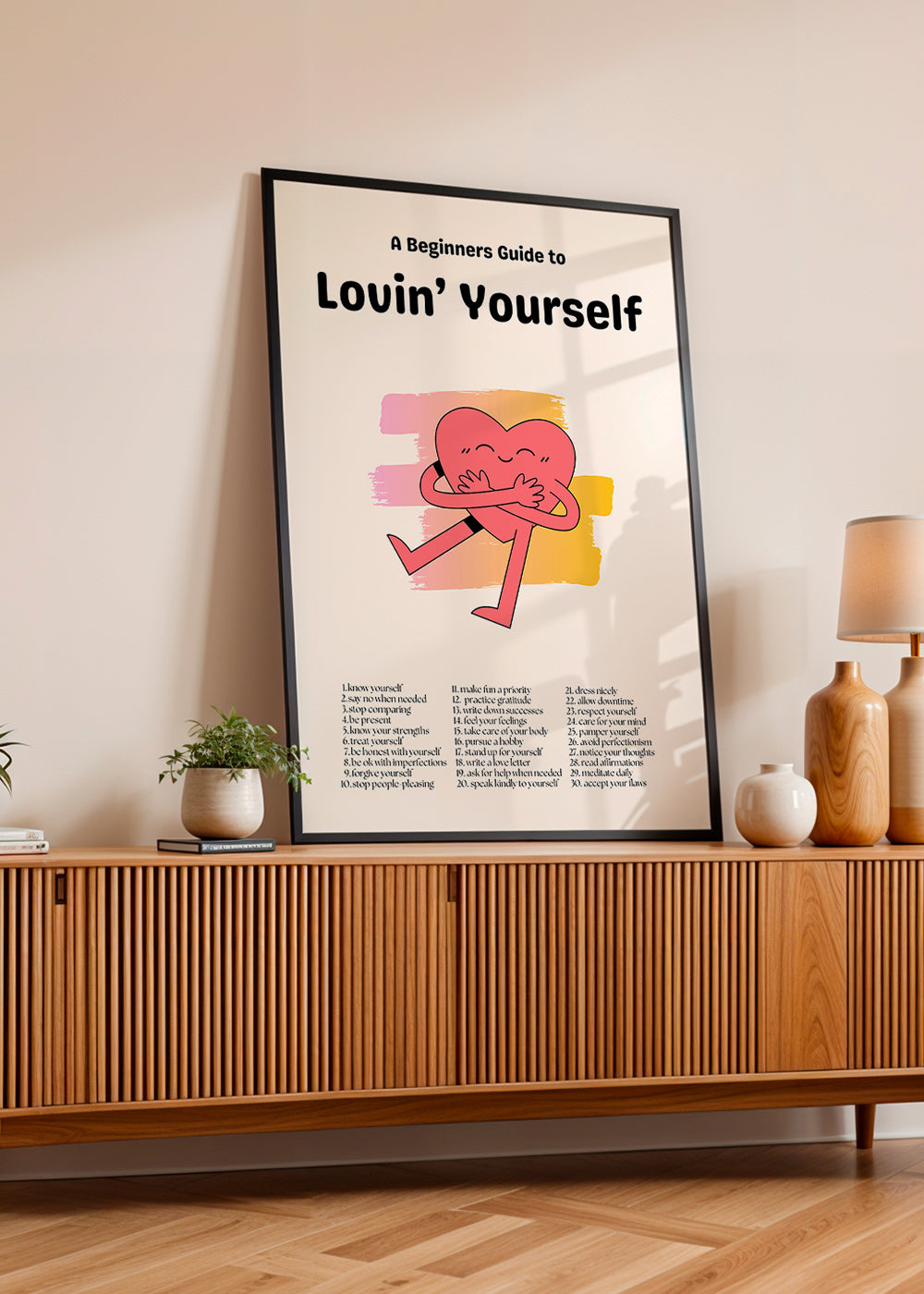 Ilustración: Corazón abrazándose con fondo pastel – Product1