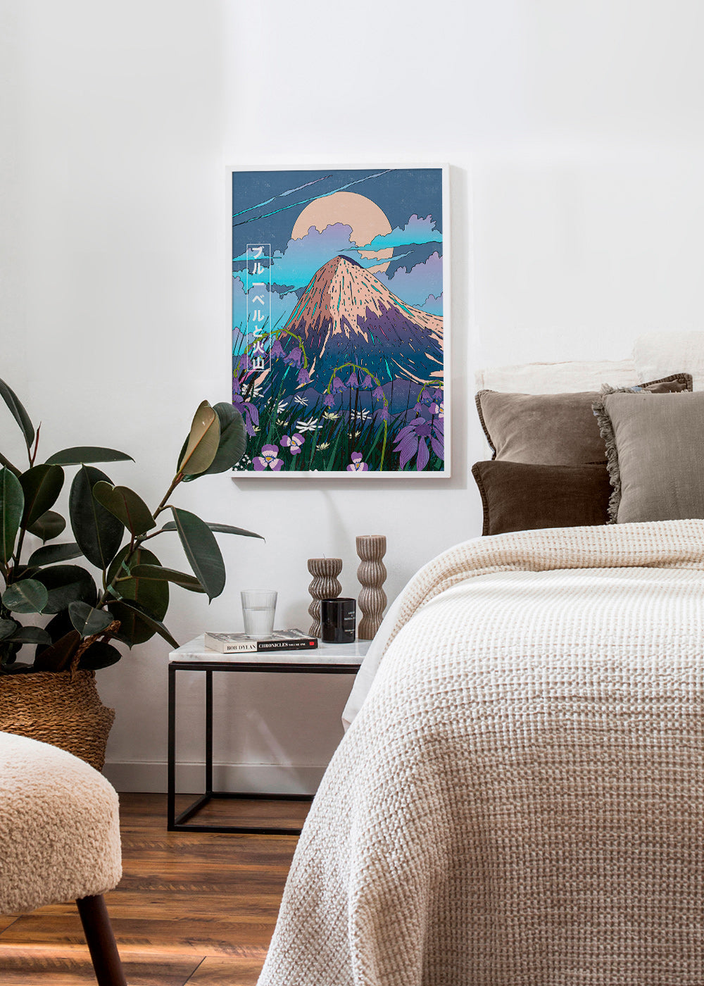 Cuadro de paisaje volcánico con campanillas – Product2