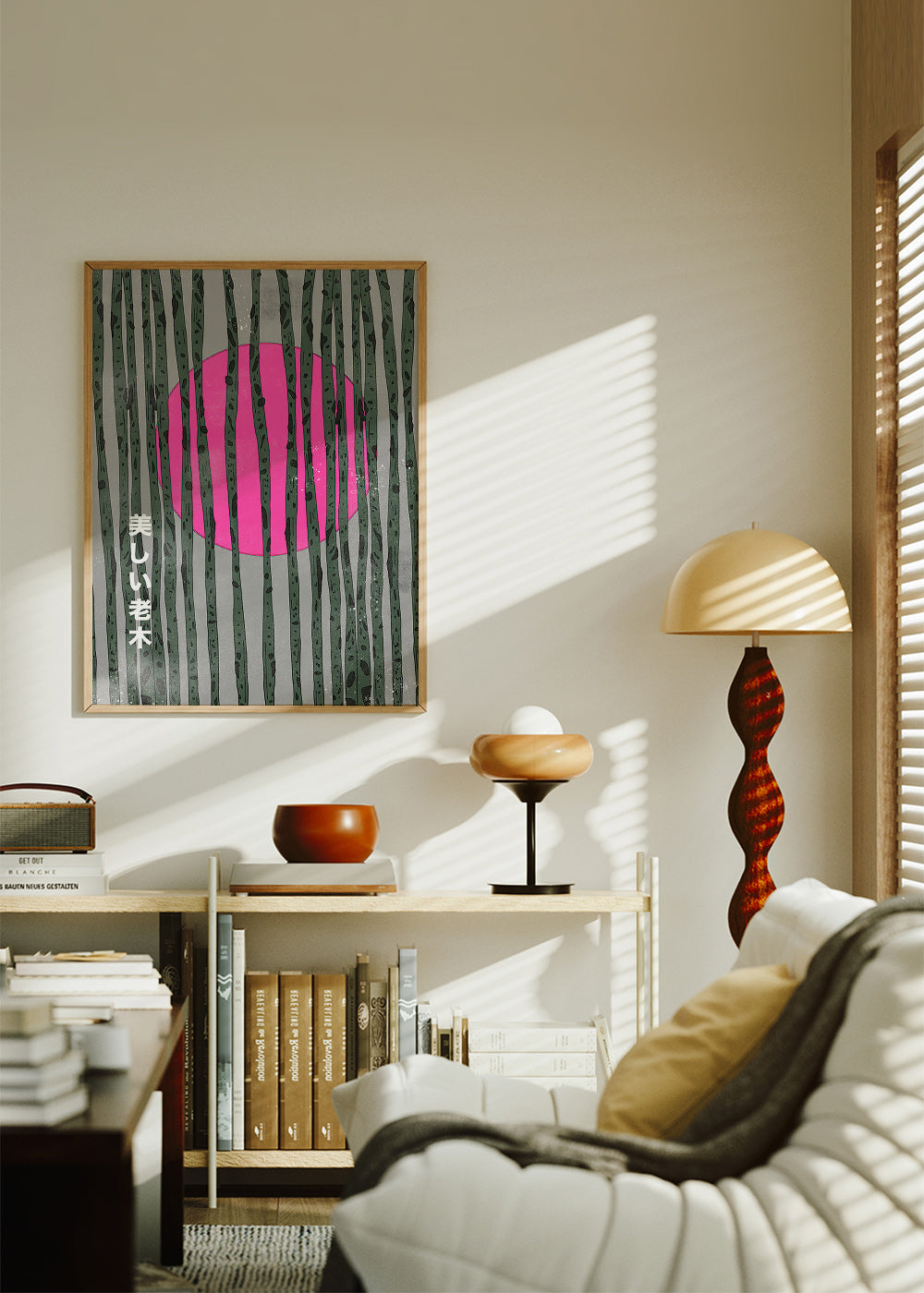 Lámina botánica con bosque de bambú rosa – Product1