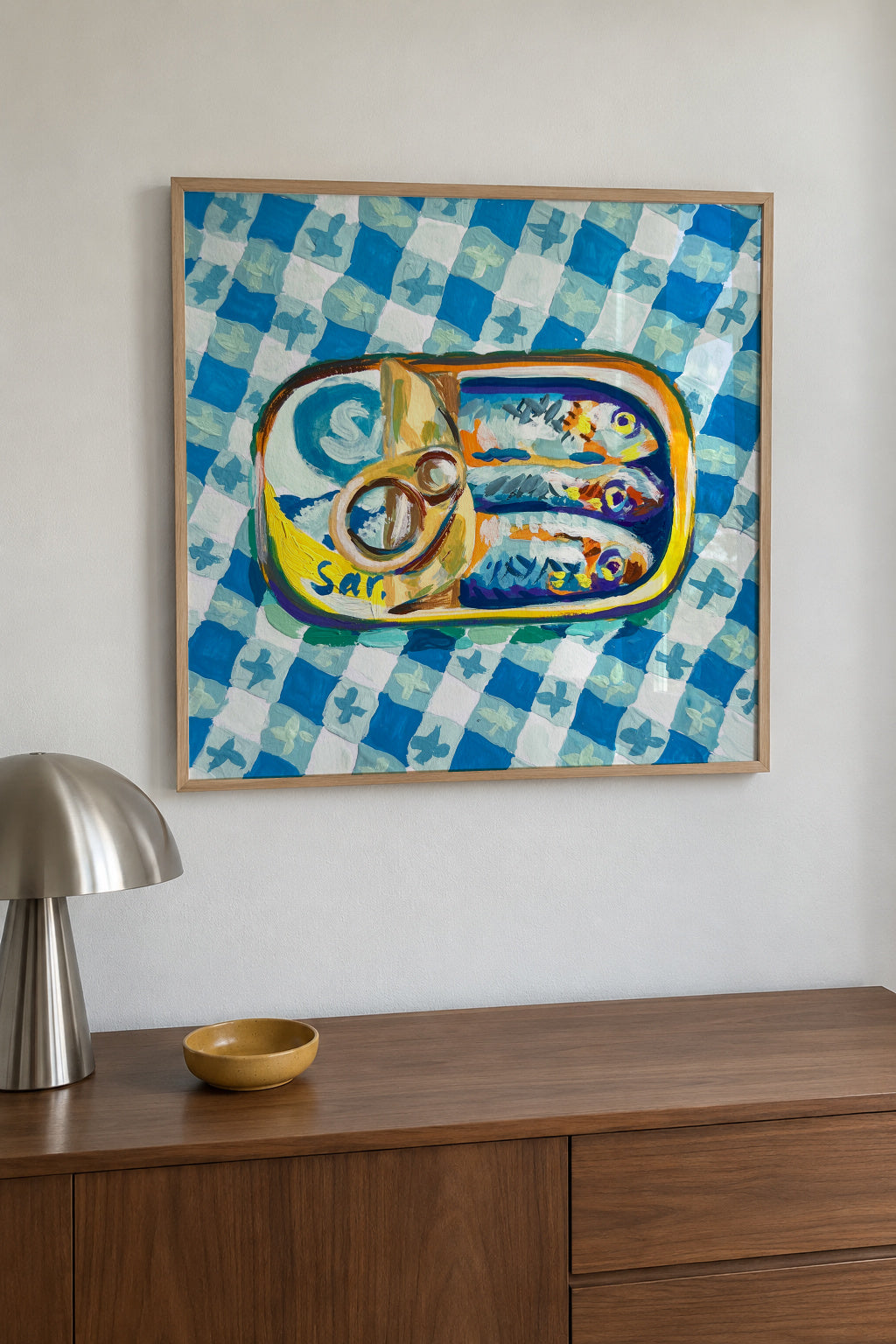Tin of Sardines - Framed poster in an interior
