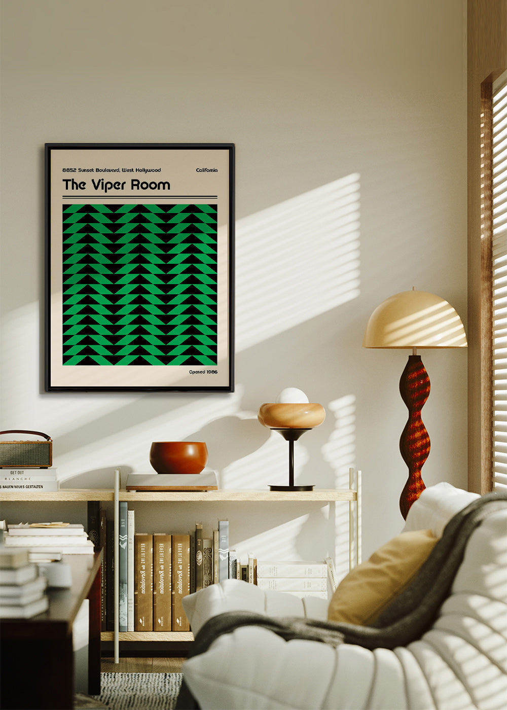 Cuadro vintage con patrón geométrico verde – Canvas2