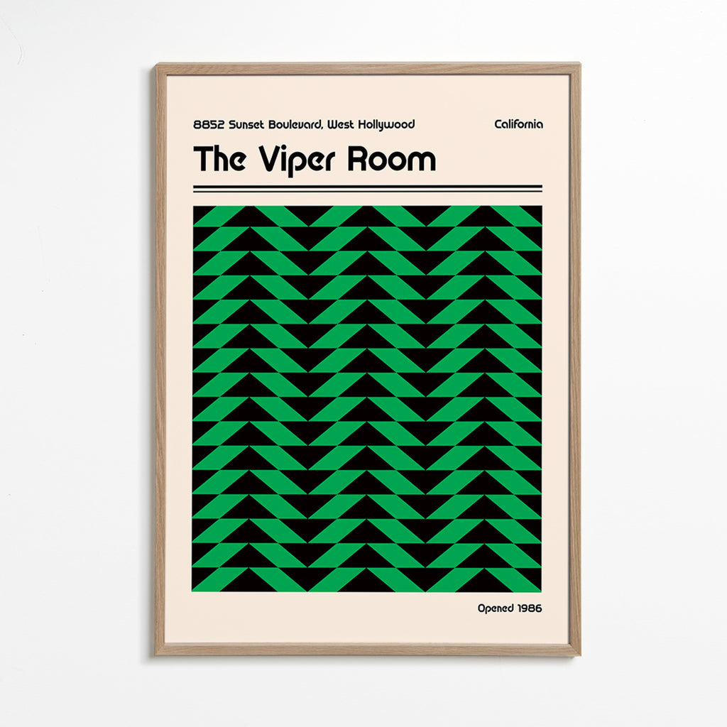 Cuadro vintage con patrón geométrico verde – Oak Frame