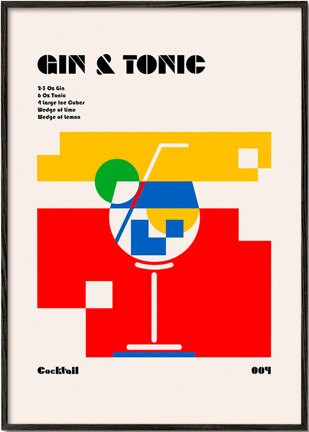 Cuadro de cocina Gin Tonic estilo Bauhaus – Black Frame