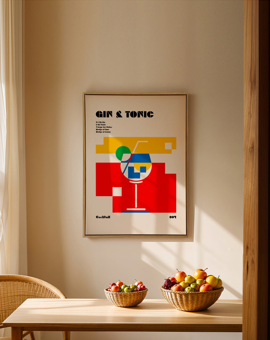 Gin a Tonic Bauhaus Cocktail - Framed canvas in an interior