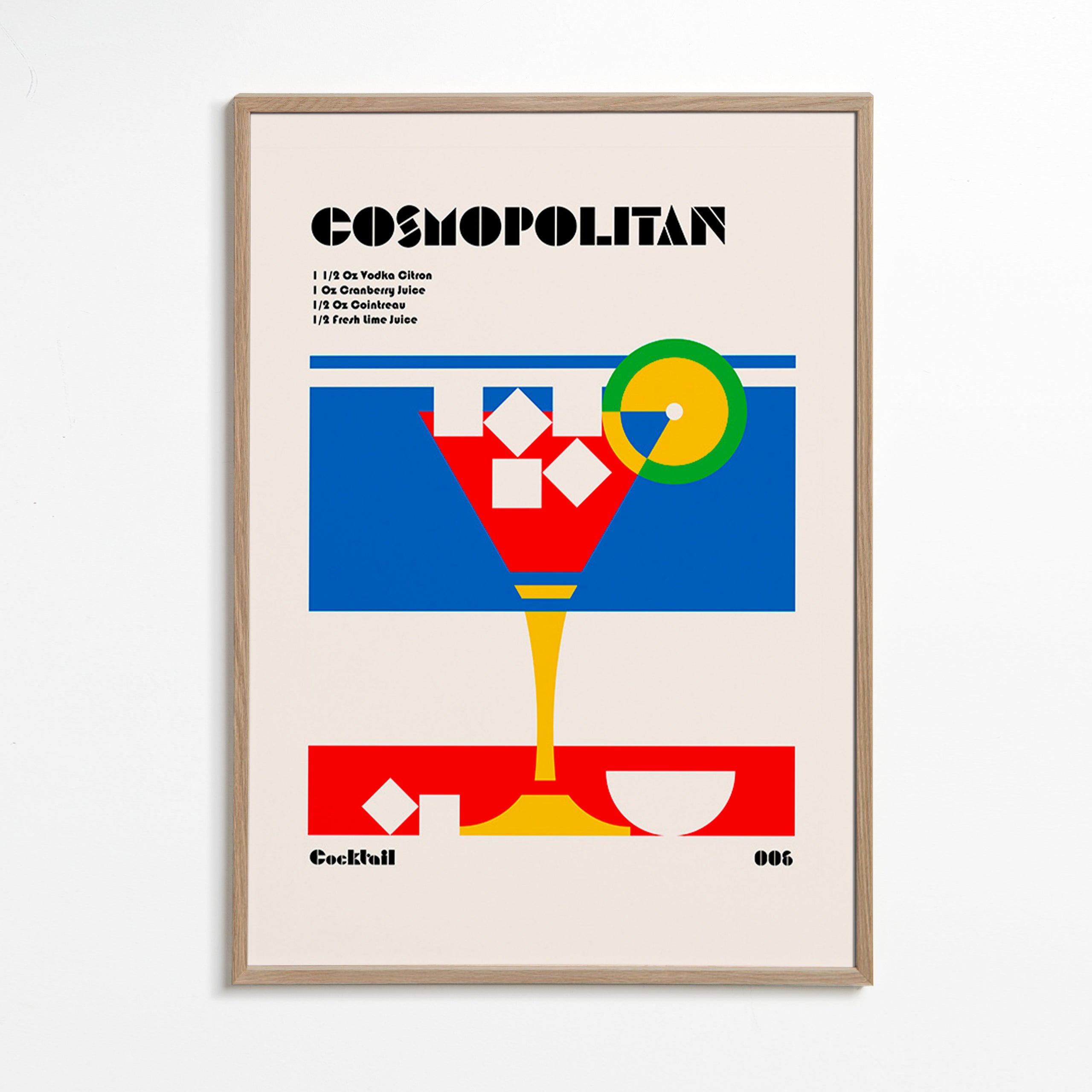 Cuadro de cocina Cosmopolitan geométrico – Oak Frame