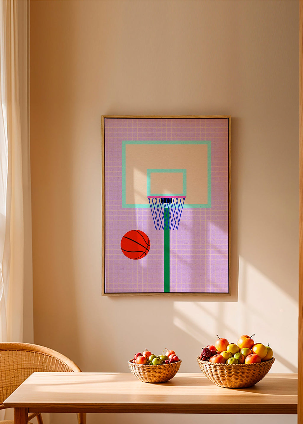 Cuadro deportivo baloncesto ilustrado vertical – Canvas2