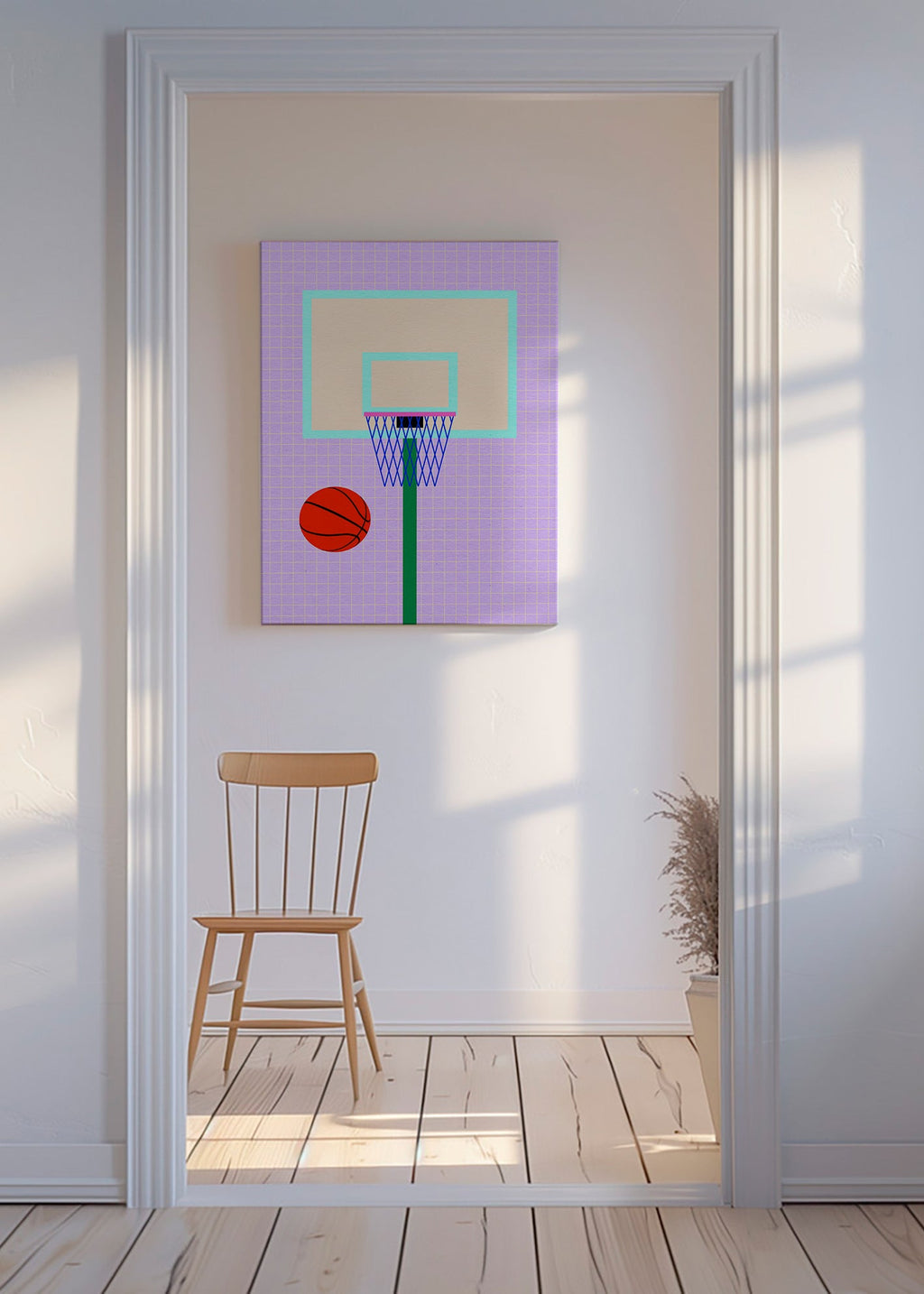 Cuadro deportivo baloncesto ilustrado vertical – Canvas