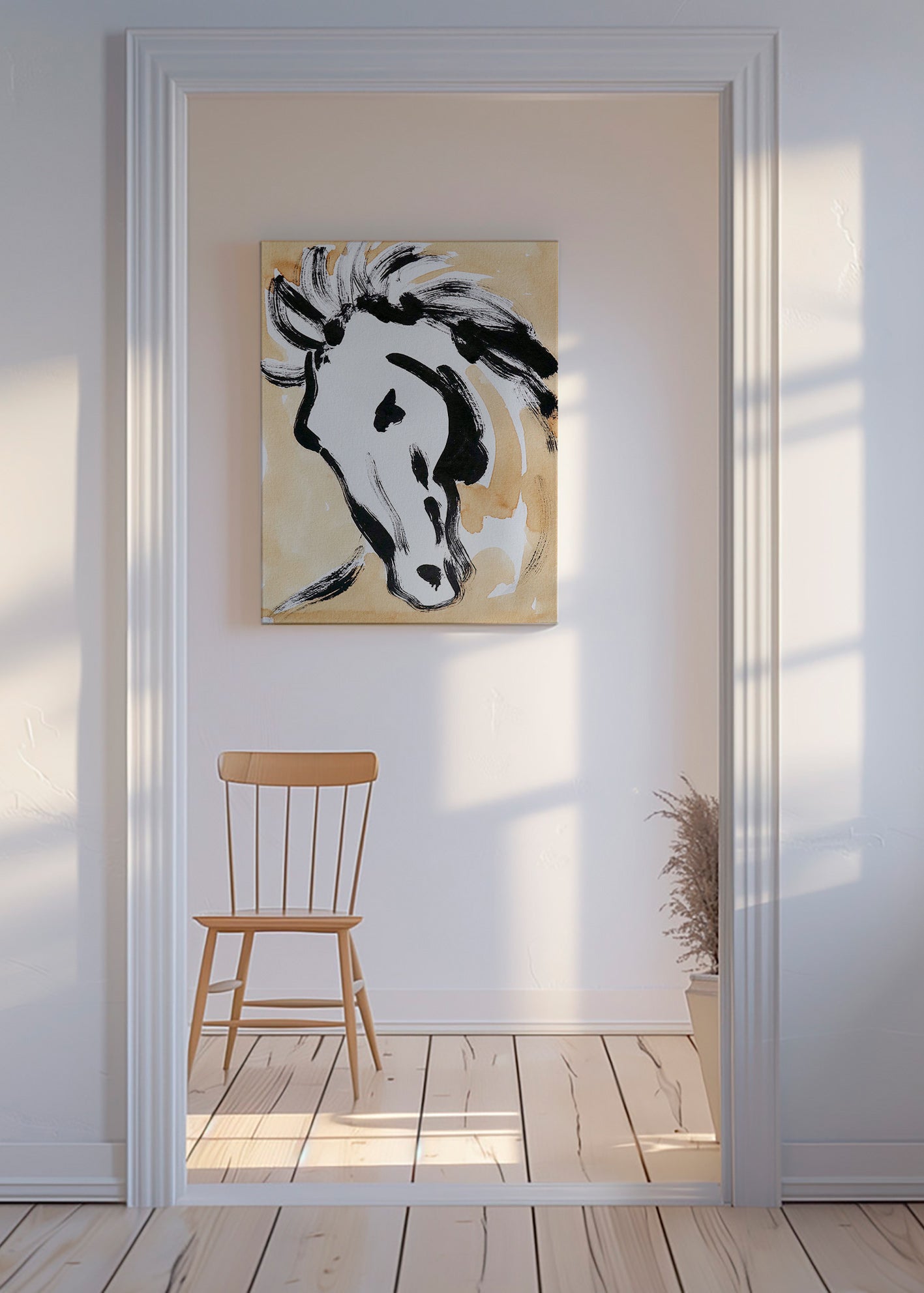 Cuadro de caballo en tinta gestual – Canvas