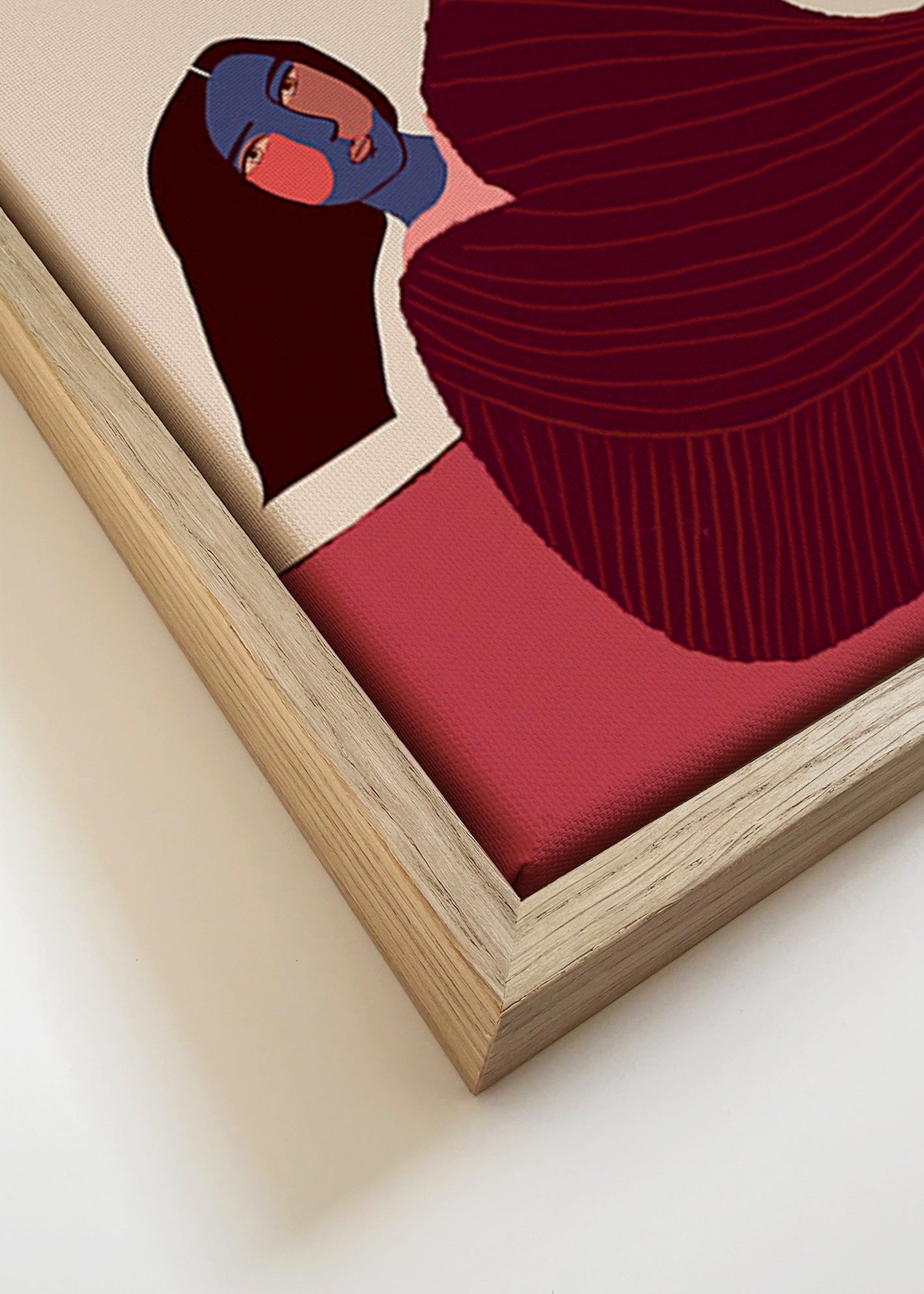 Cuadro con conejo y figura reclinada – Canvas detail