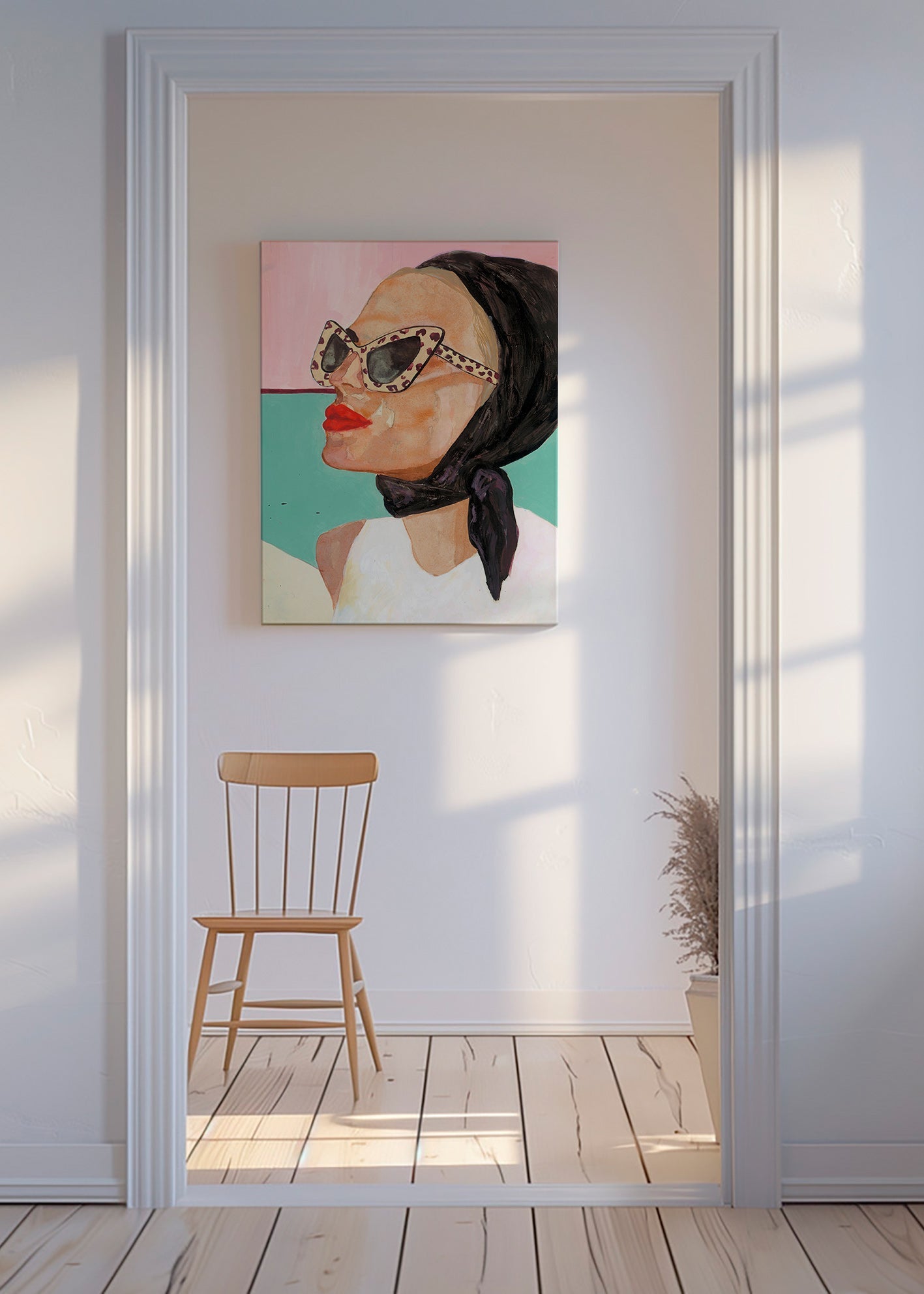 Ilustración de mujer con gafas vintage – Canvas