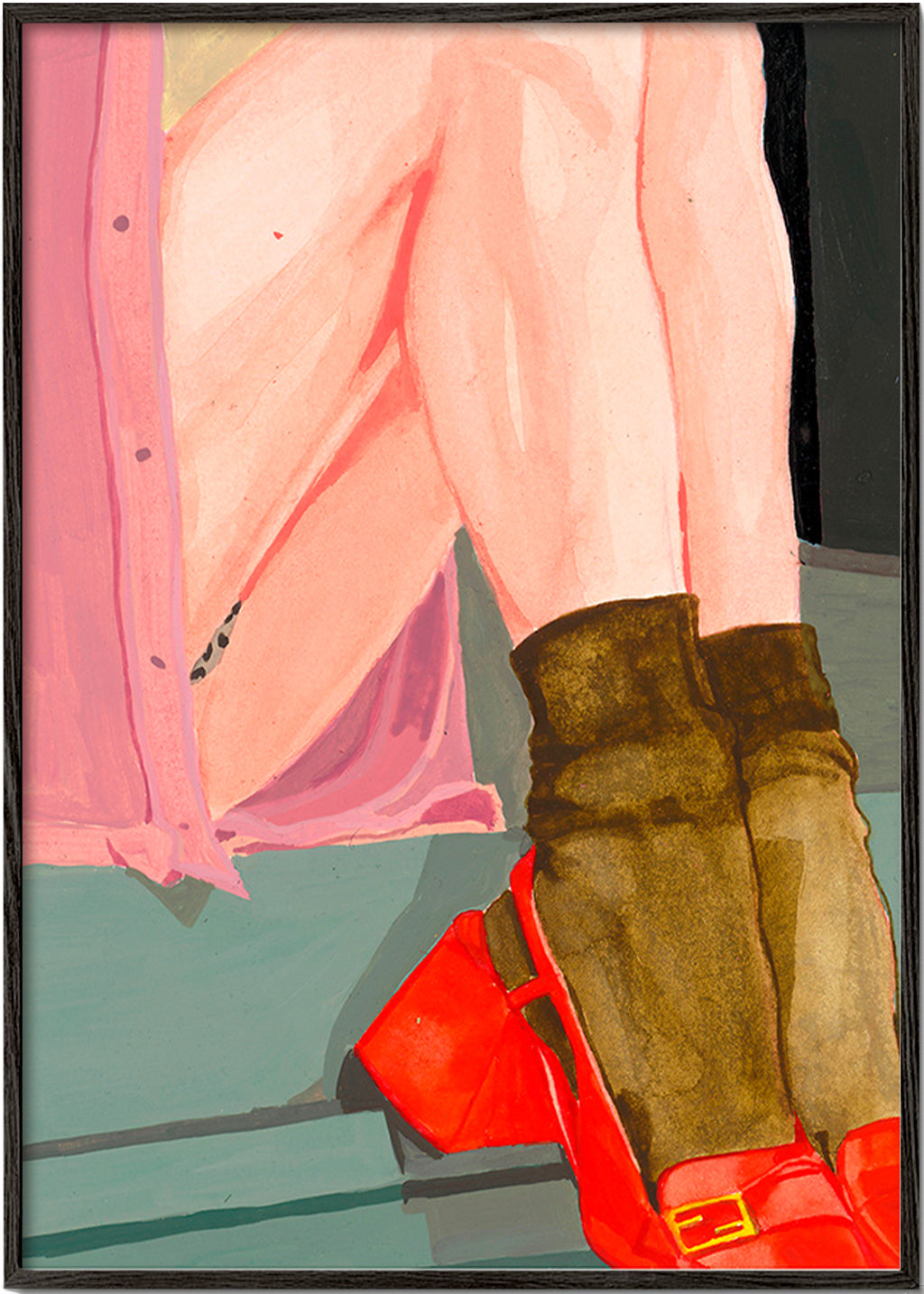 Ilustración de piernas con zapatos rojos – Black Frame