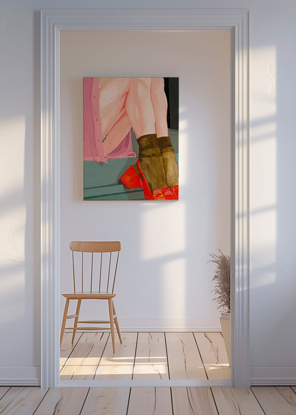 Ilustración de piernas con zapatos rojos – Canvas