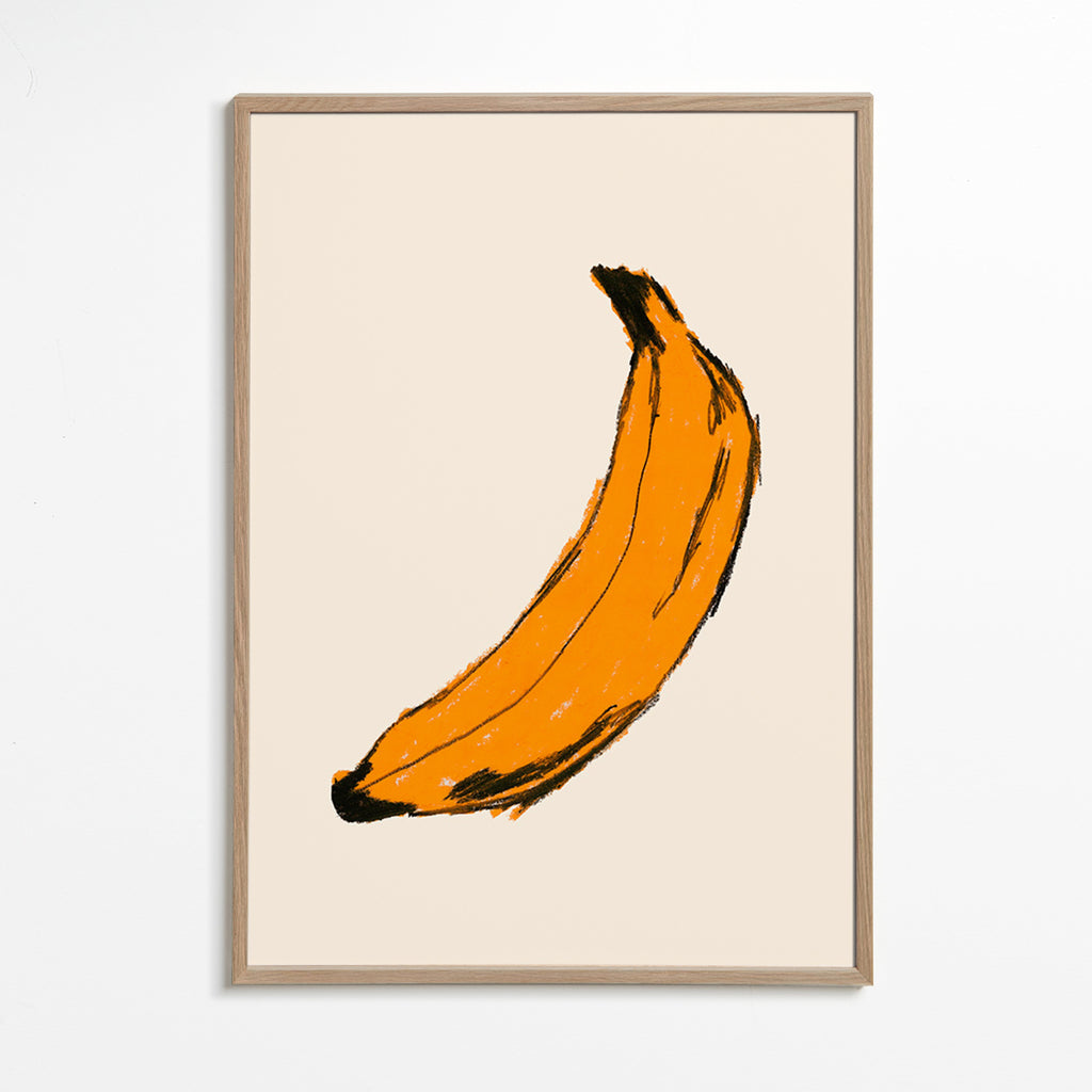 Cuadro de cocina banana ilustrada – Oak Frame