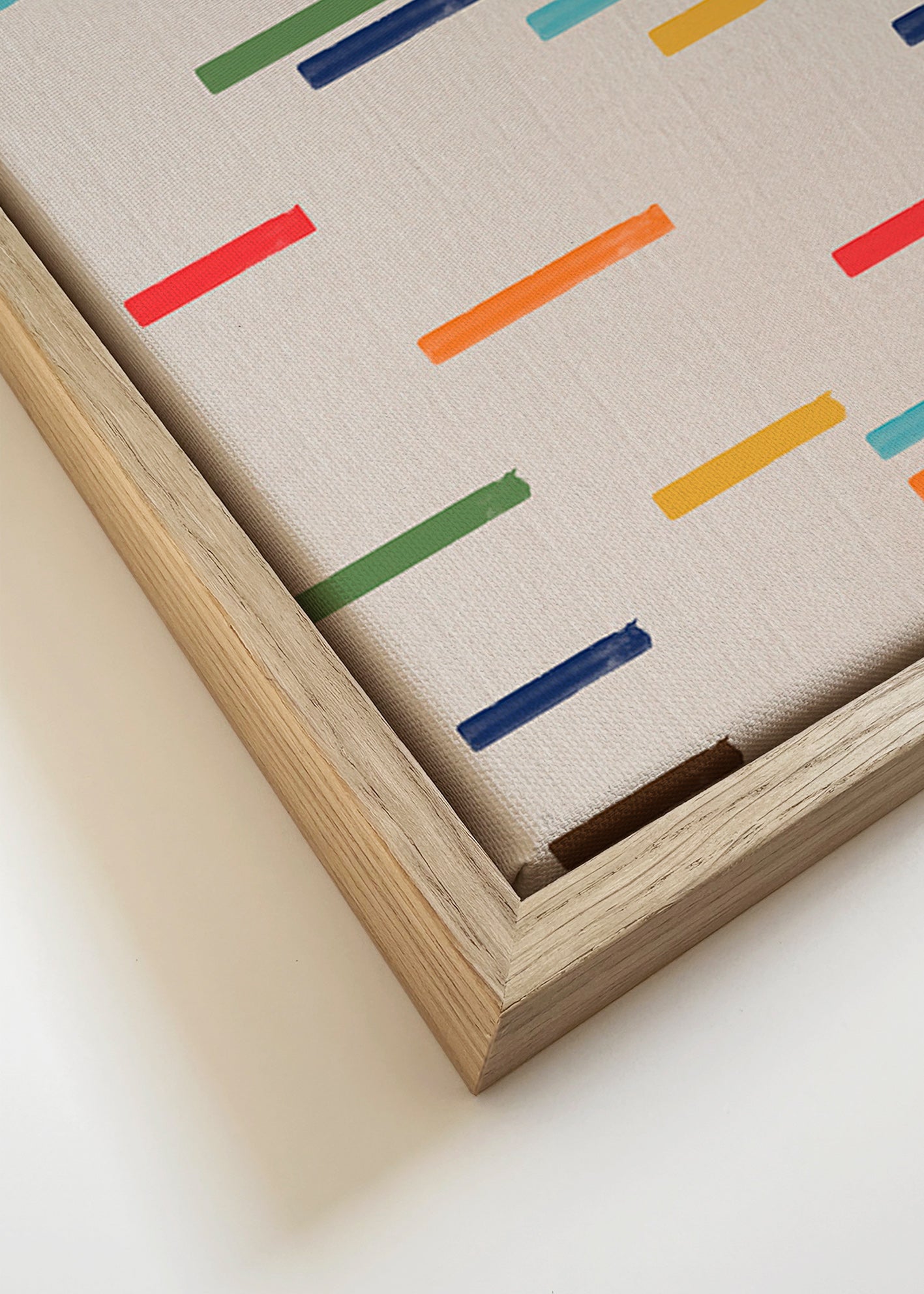 Cuadro abstracto con rayas flotantes – Canvas detail