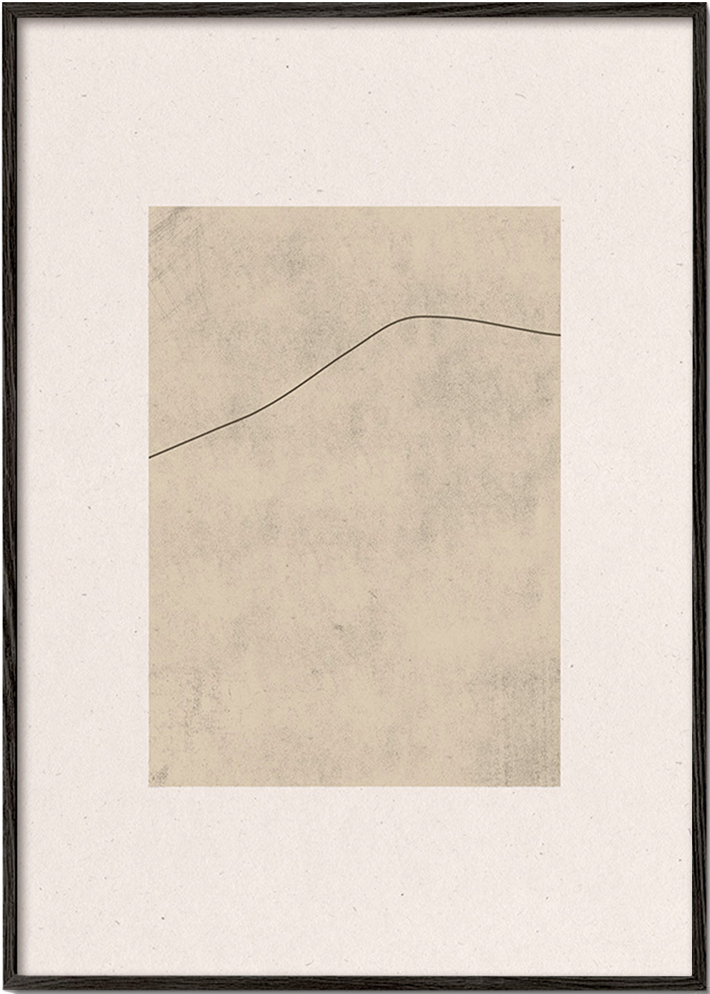 Cuadro minimalista con línea curva sobre beige – Black Frame