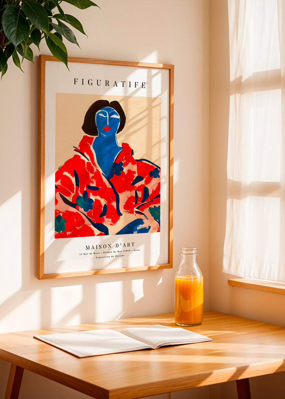 Ilustración femenina con kimono rojo – Product1