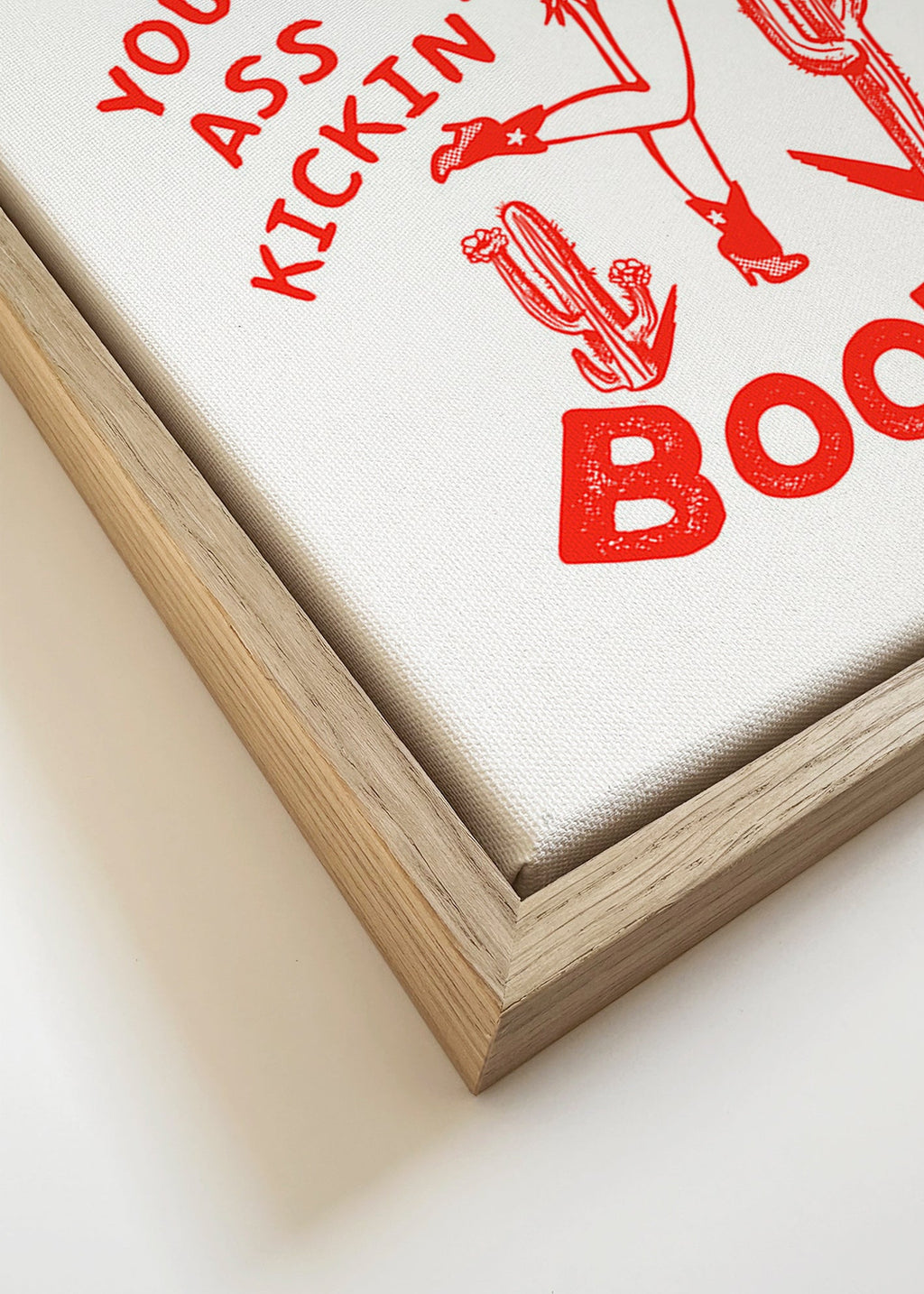 Ilustración con cowgirl divertida y texto tipográfico – Canvas detail