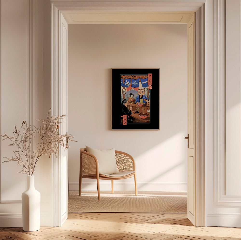 Cuadro de cocina Ramen Meowster, gato cocinero ilustrado – Canvas1